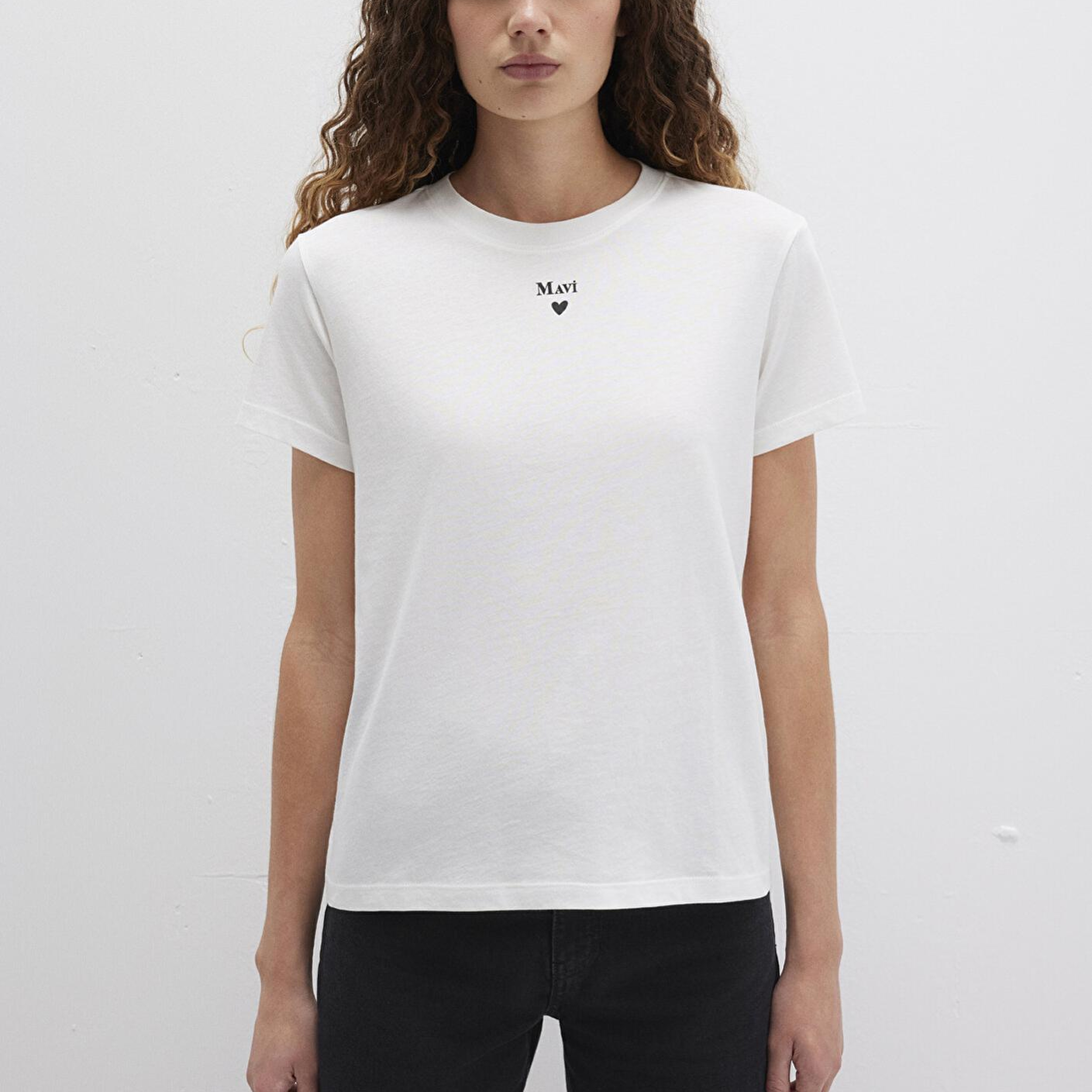 Mavi Mavi Logo Baskılı Beyaz Tişört Semi Slim Fit / Yarı Dar Kesim 1601185-33389