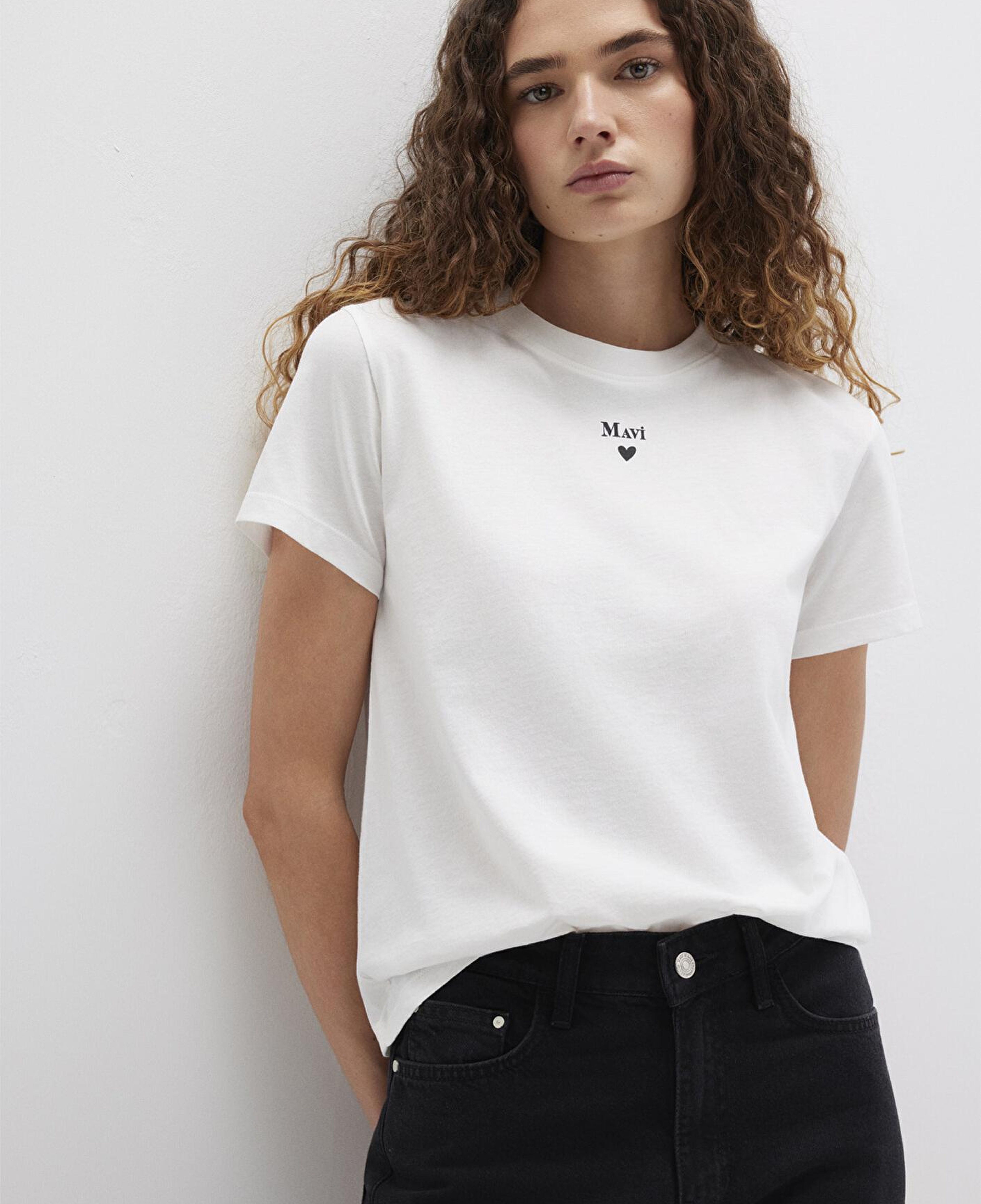 Mavi Mavi Logo Baskılı Beyaz Tişört Semi Slim Fit / Yarı Dar Kesim 1601185-33389