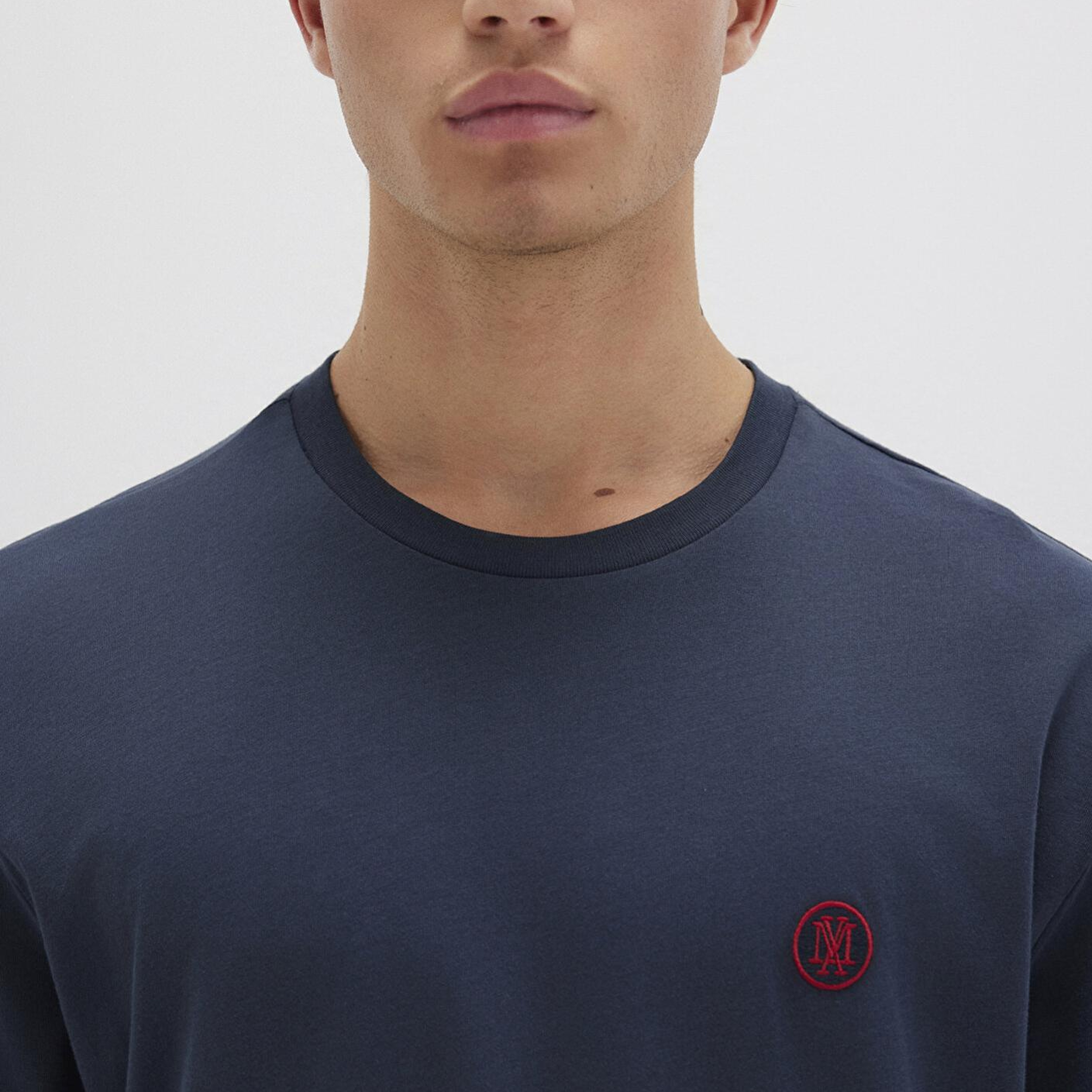 Mavi Mavi Logo İşlemeli Lacivert Basic Tişört Loose Fit / Bol Rahat Kesim 067074-33207