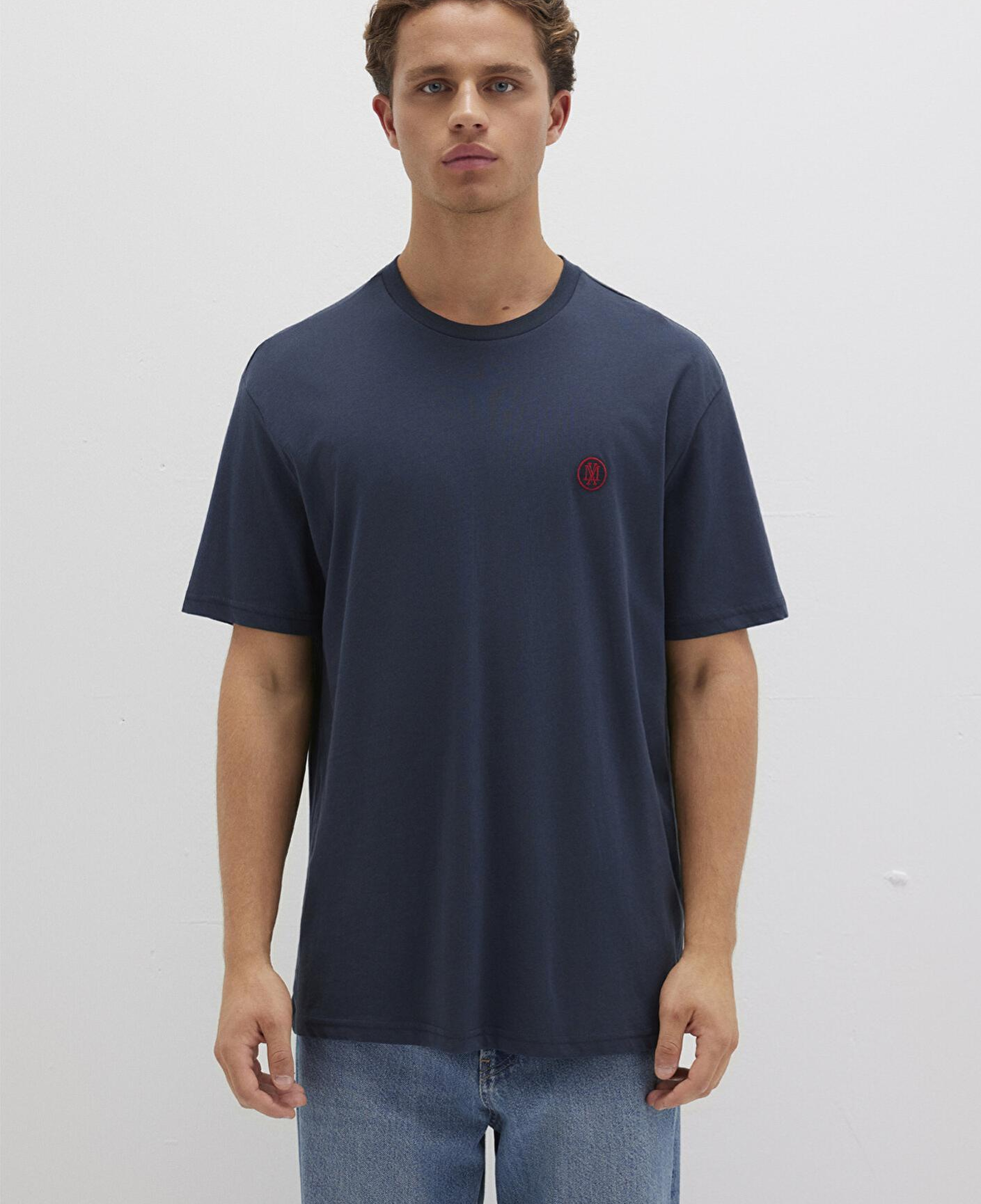 Mavi Mavi Logo İşlemeli Lacivert Basic Tişört Loose Fit / Bol Rahat Kesim 067074-33207