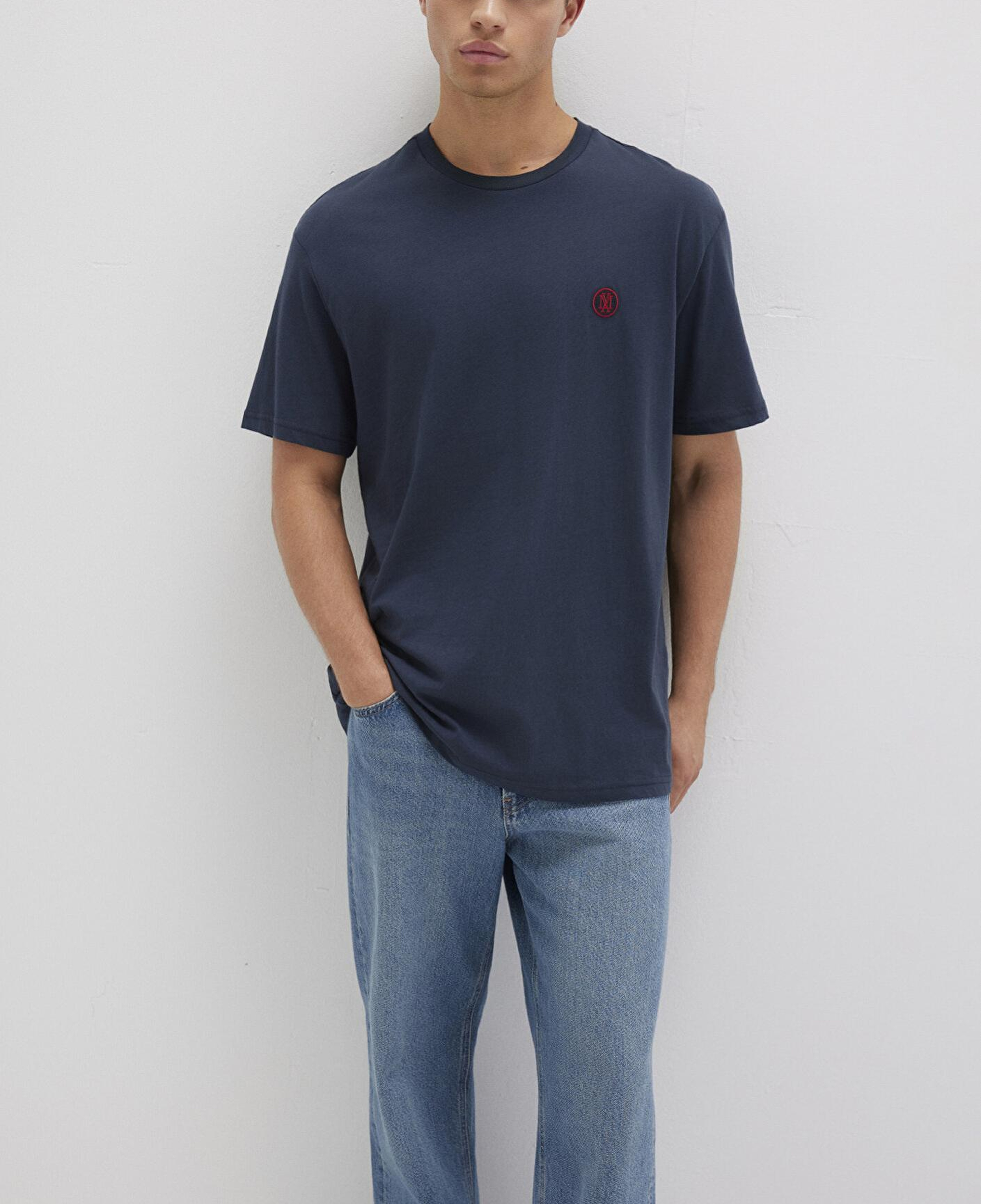 Mavi Mavi Logo İşlemeli Lacivert Basic Tişört Loose Fit / Bol Rahat Kesim 067074-33207