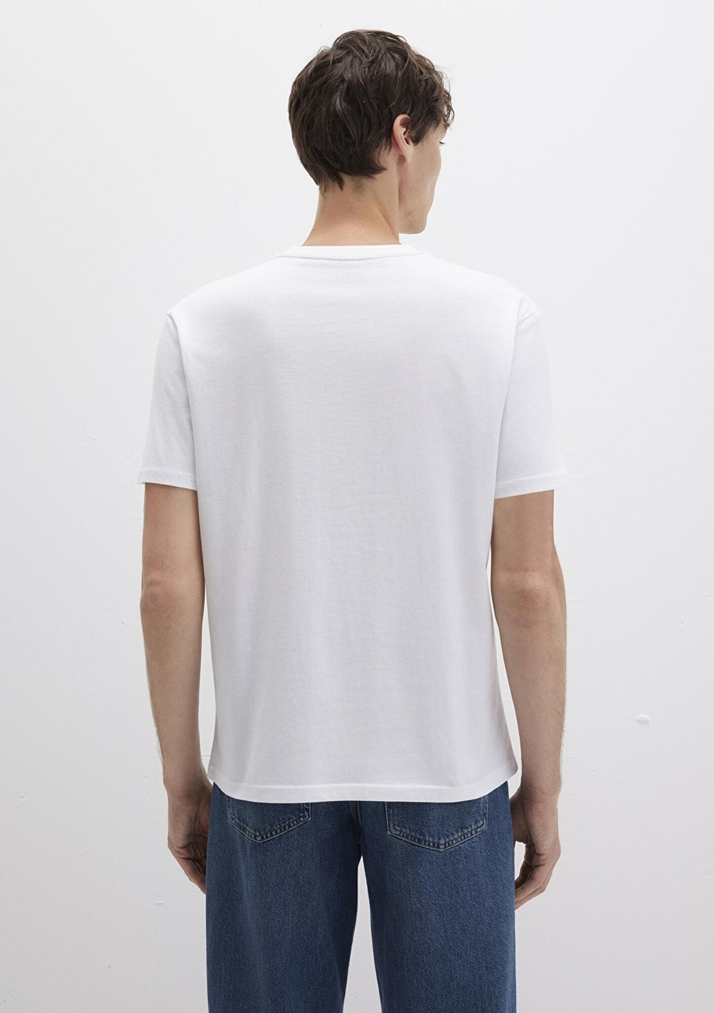 Mavi Mavi Logo İşlemeli Beyaz Basic Tişört Loose Fit / Bol Rahat Kesim 067074-620