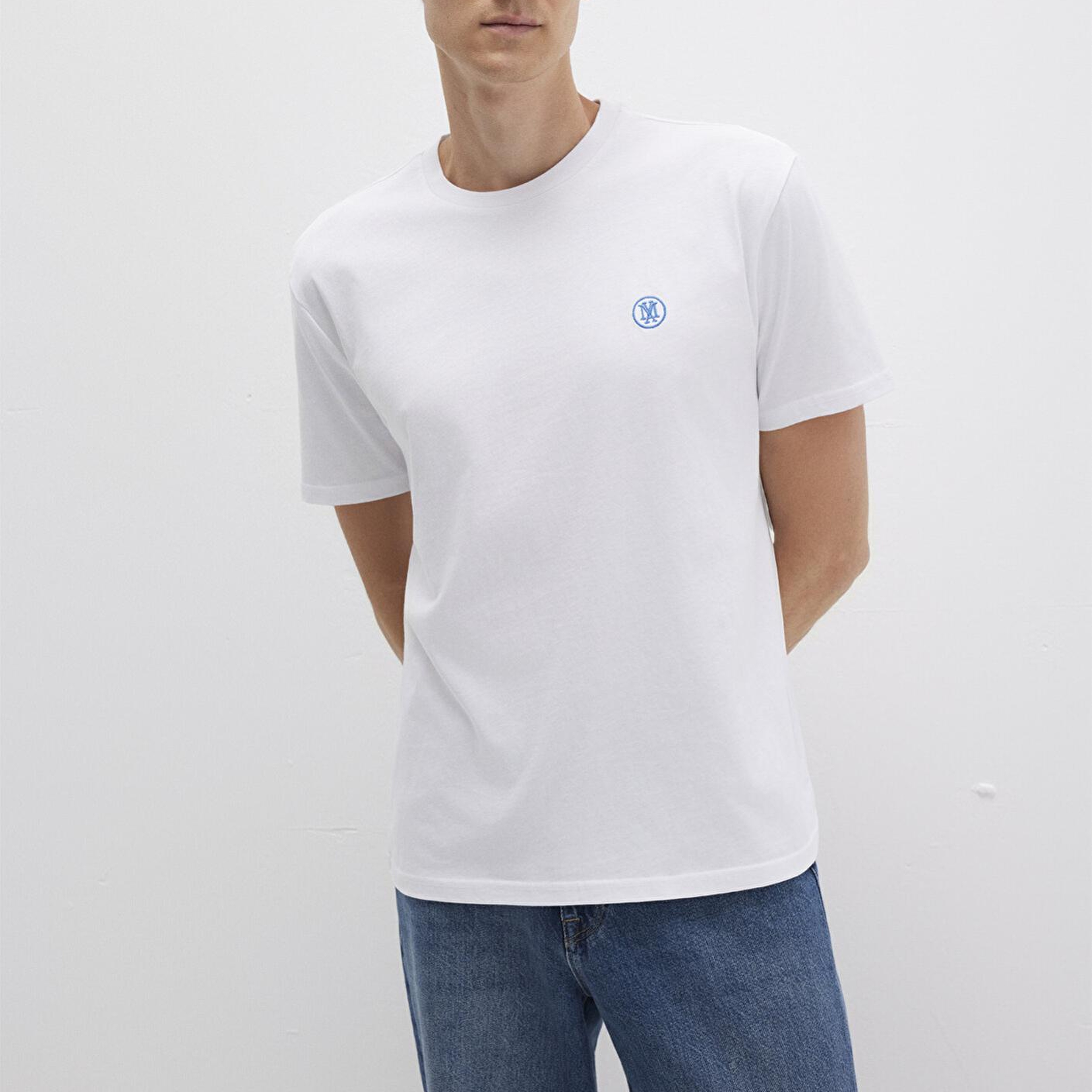 Mavi Mavi Logo İşlemeli Beyaz Basic Tişört Loose Fit / Bol Rahat Kesim 067074-620