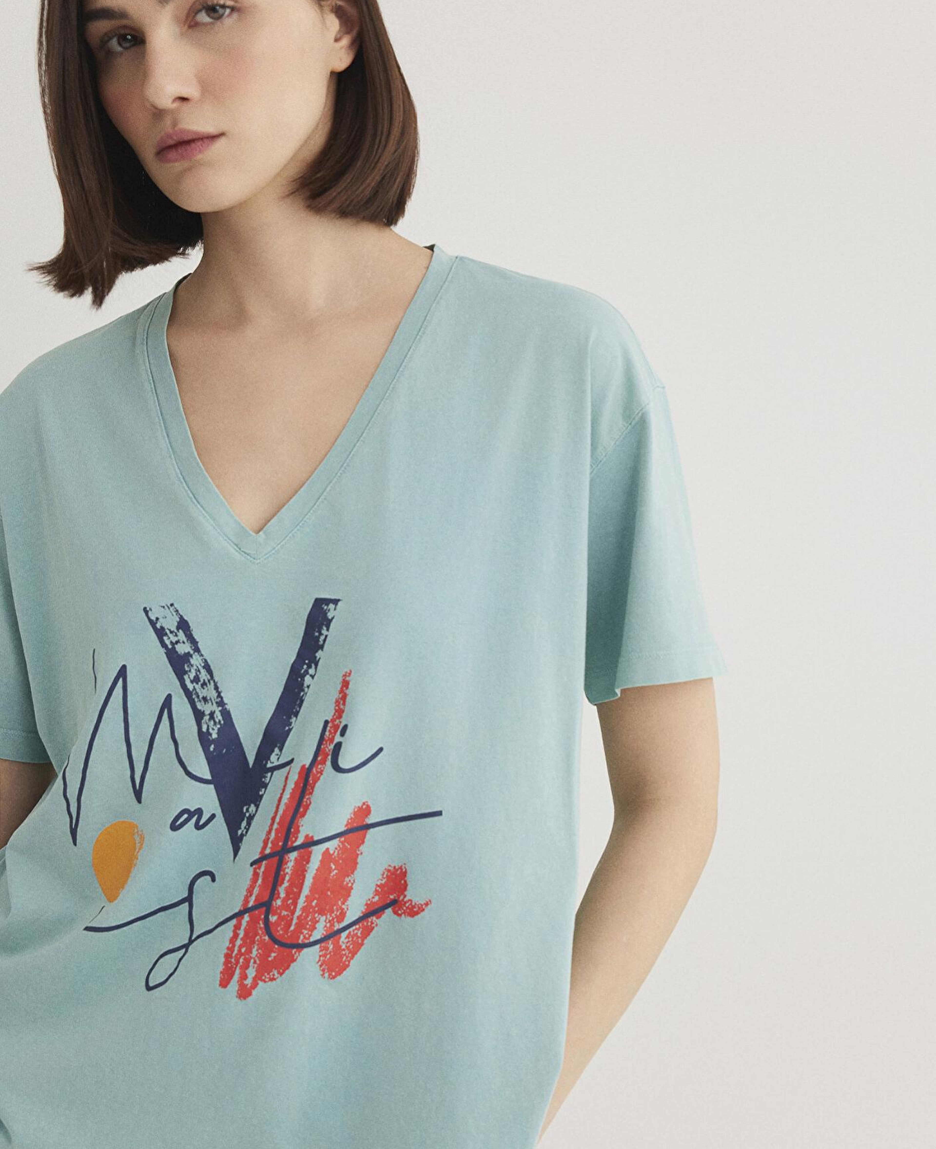 Mavi Mavi Baskılı Yeşil İstanbul Tişört Loose Fit / Bol Rahat Kesim 1601176-34078