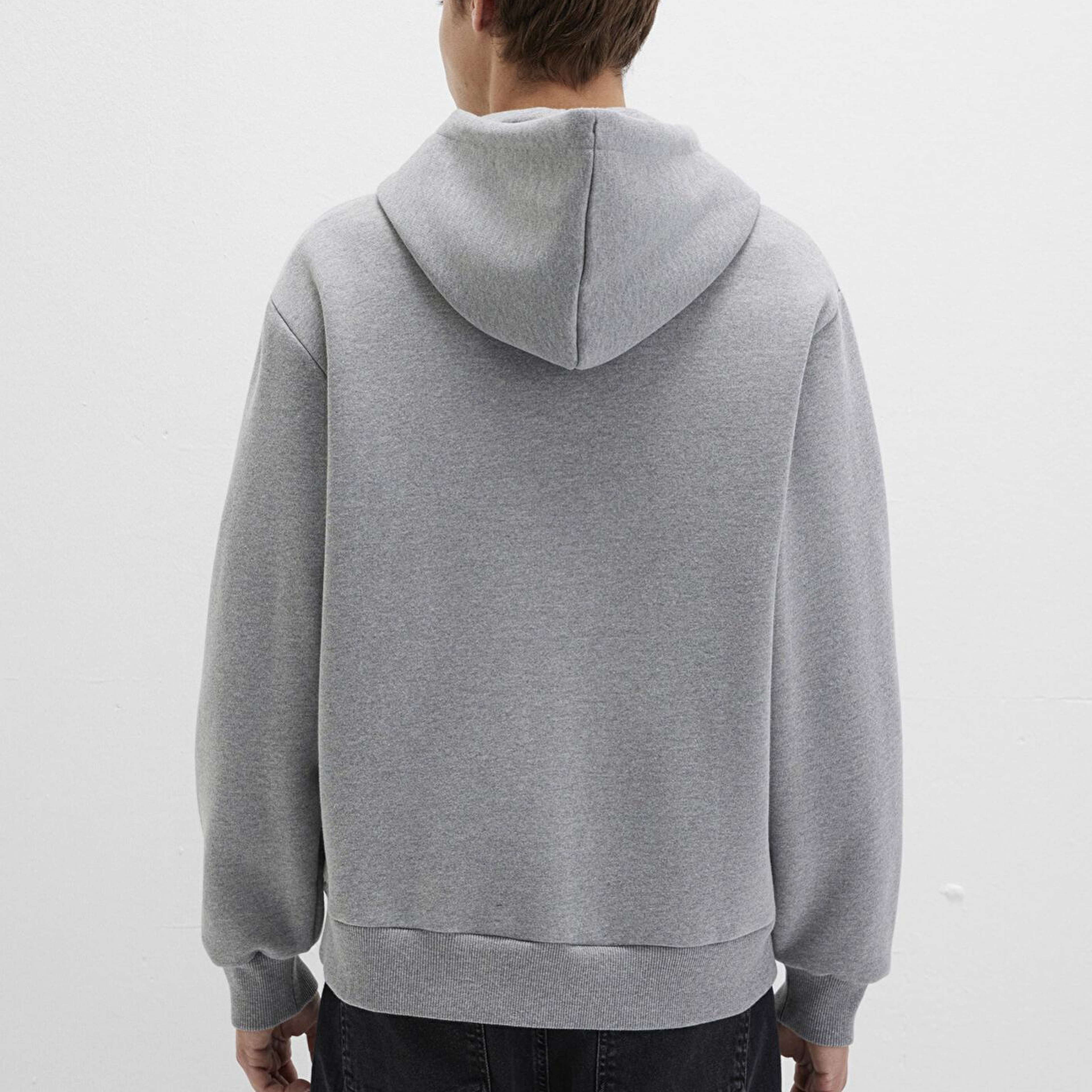 Mavi Mühür Logo Nakışlı Kapüşonlu Fermuarlı Gri Sweatshirt 066979-34686