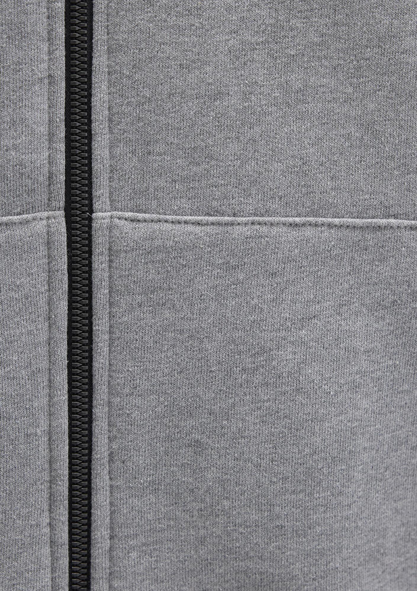 Mavi Mühür Logo Nakışlı Kapüşonlu Fermuarlı Gri Sweatshirt 066979-34686