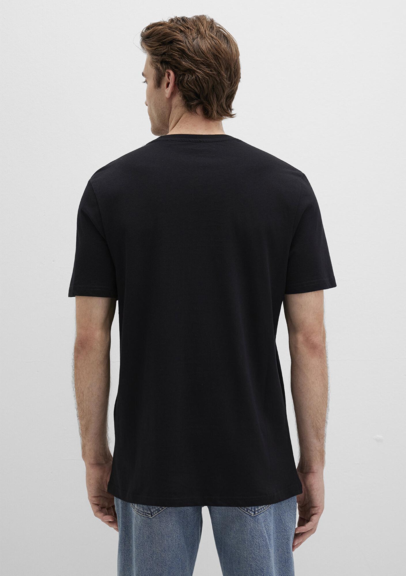 Mavi İstanbul Galata Baskılı Siyah Tişört Slim Fit / Dar Kesim 067053-900