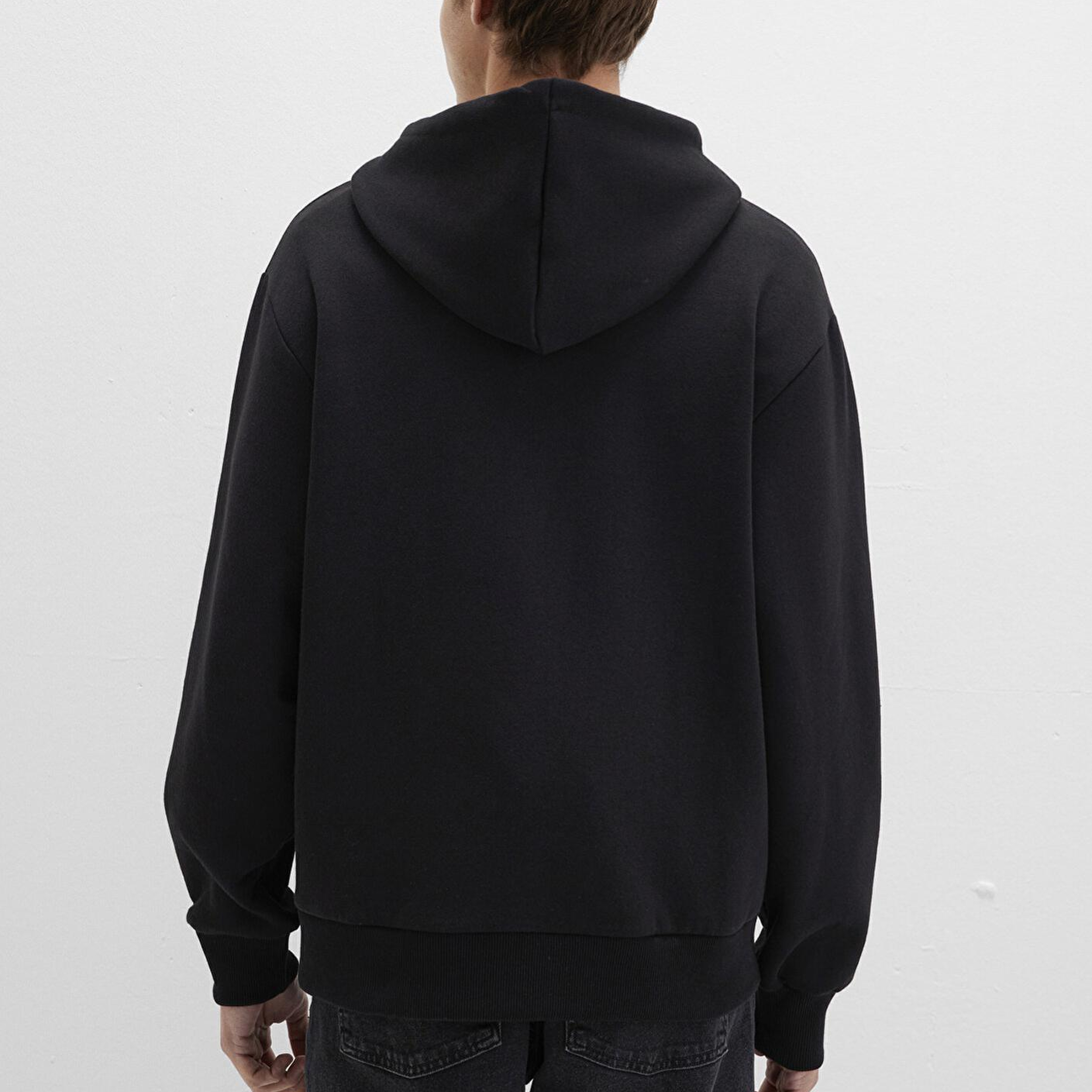 Mavi Mühür Logo Nakışlı Kapüşonlu Fermuarlı Siyah Sweatshirt 066979-900