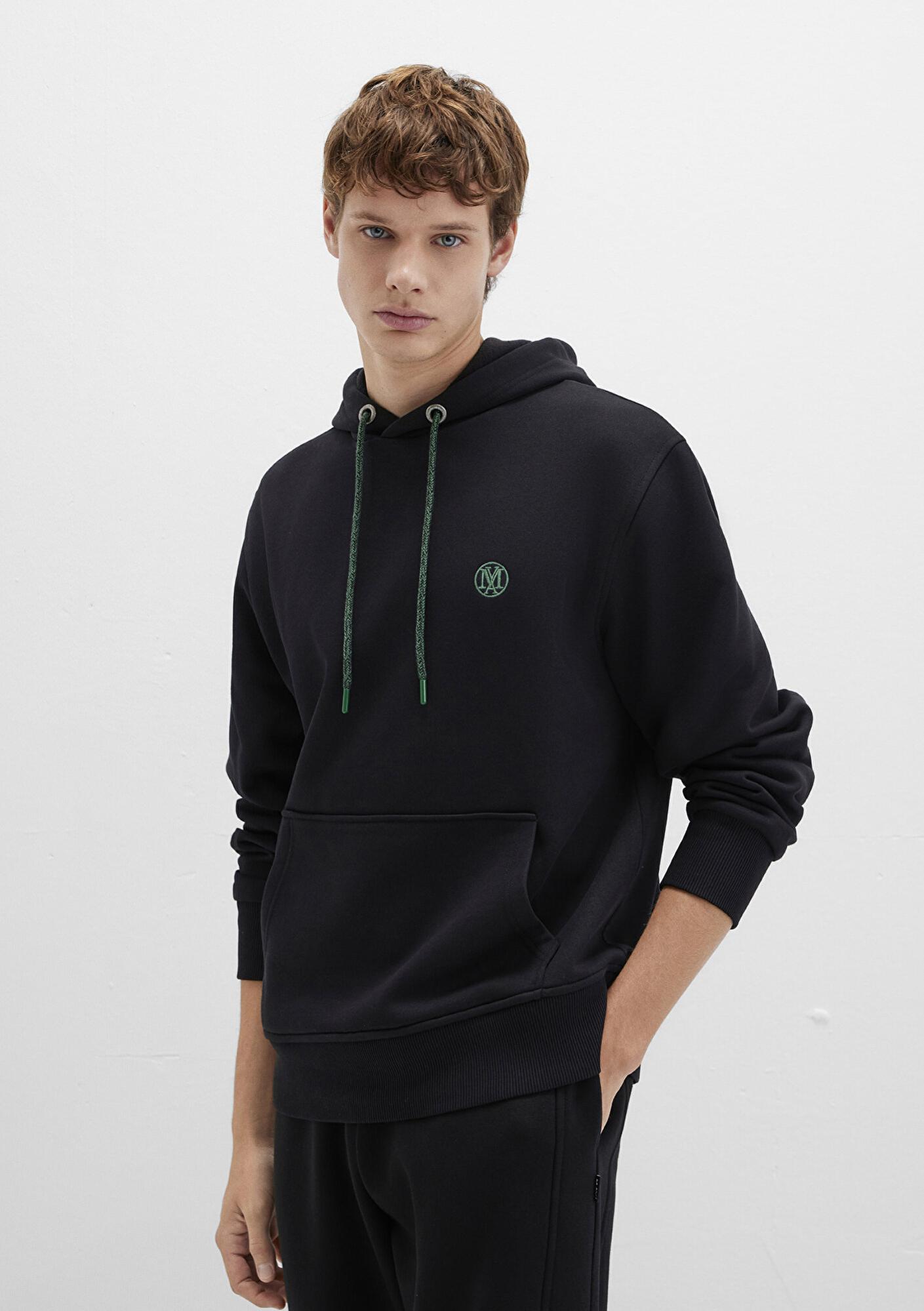 Mavi Mavi Logo Nakışlı Kapüşonlu Siyah Sweatshirt 065809-900