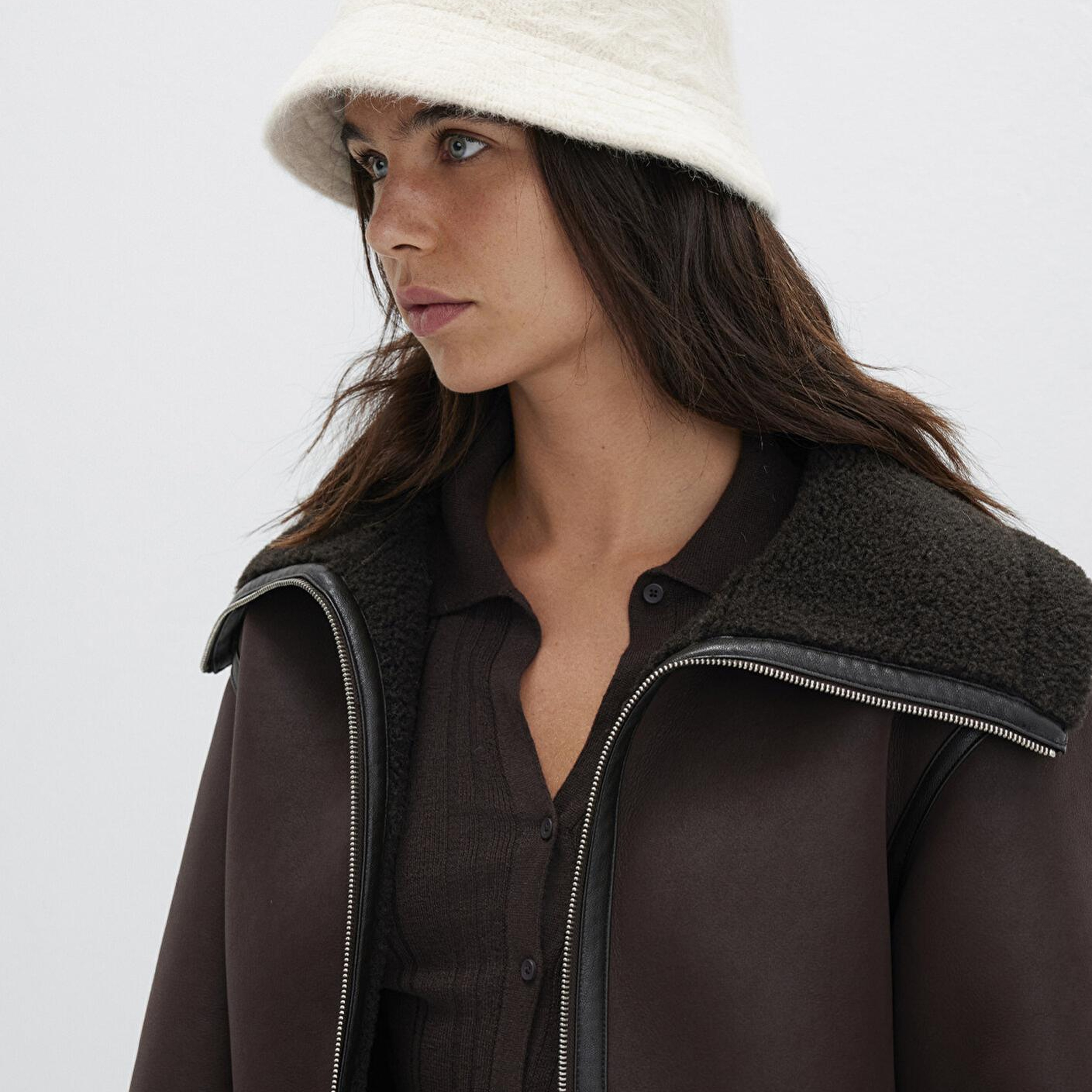 Mavi Peluş Bej Bucket Şapka 198988-34610