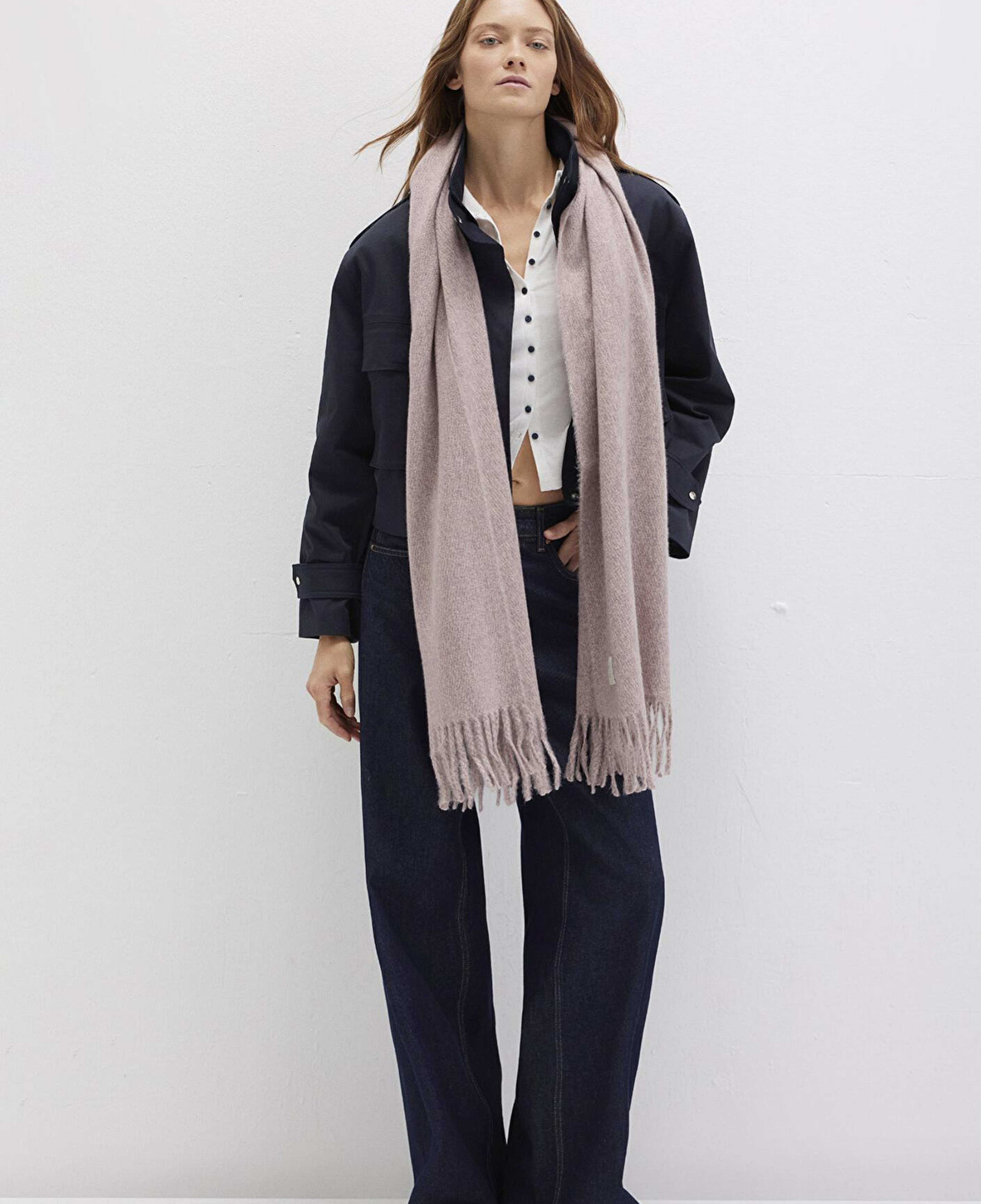 Mavi Püsküllü Pembe Atkı 198940-34526