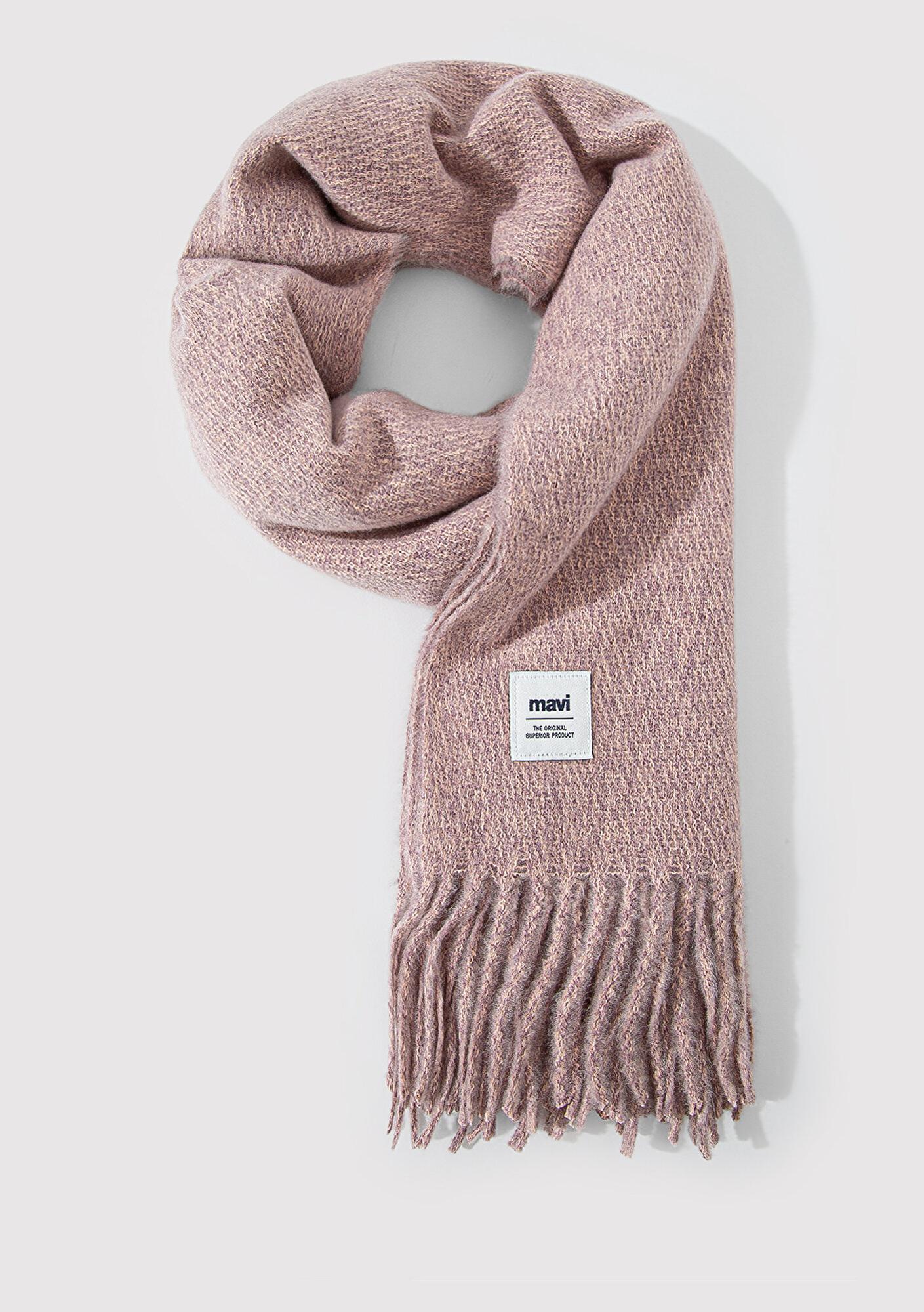 Mavi Püsküllü Pembe Atkı 198940-34526