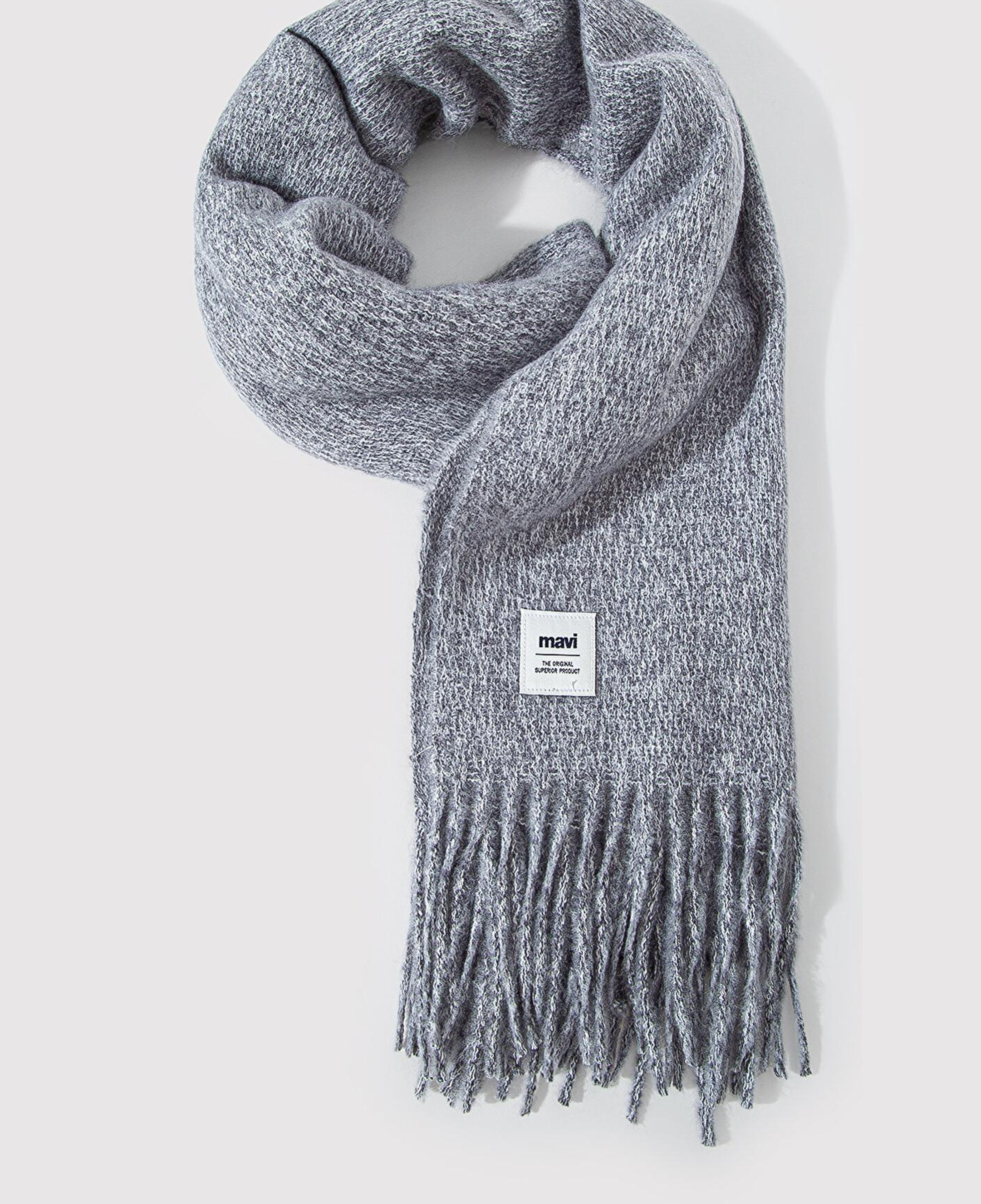 Mavi Püsküllü Gri Atkı 198940-34320