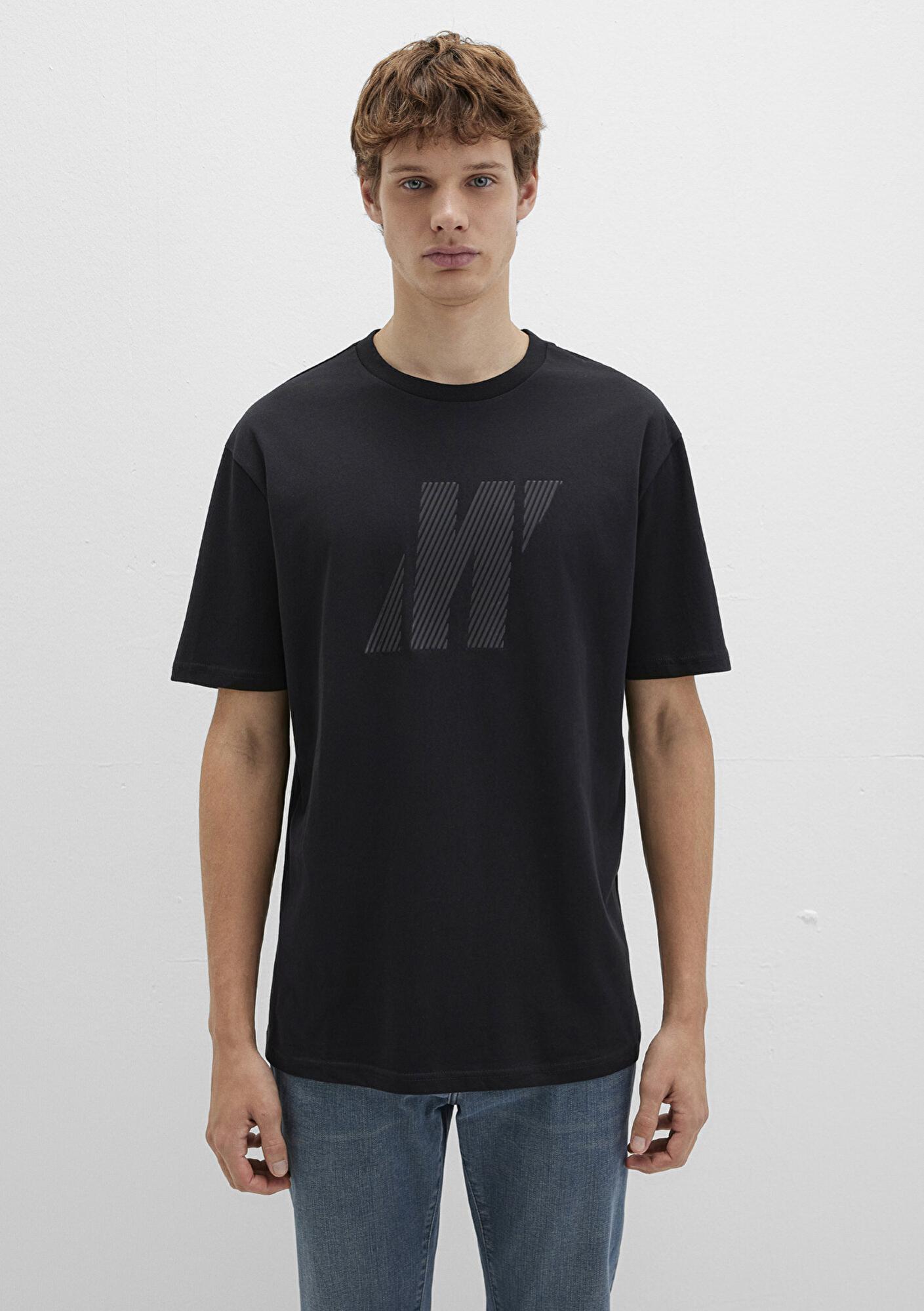 Mavi Mavi Pro Logo Baskılı Siyah Tişört Loose Fit / Bol Rahat Kesim 067034-900