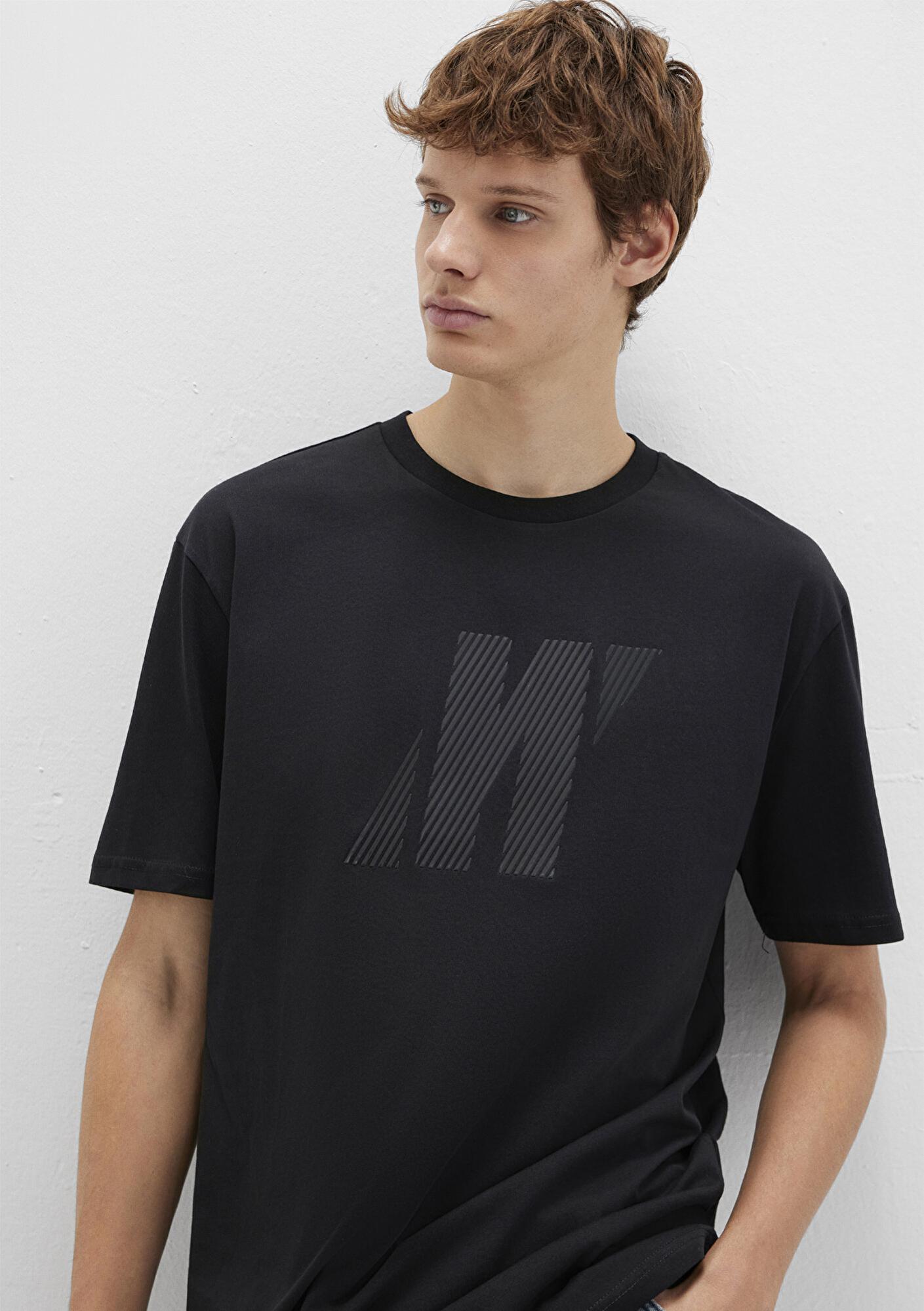 Mavi Mavi Pro Logo Baskılı Siyah Tişört Loose Fit / Bol Rahat Kesim 067034-900