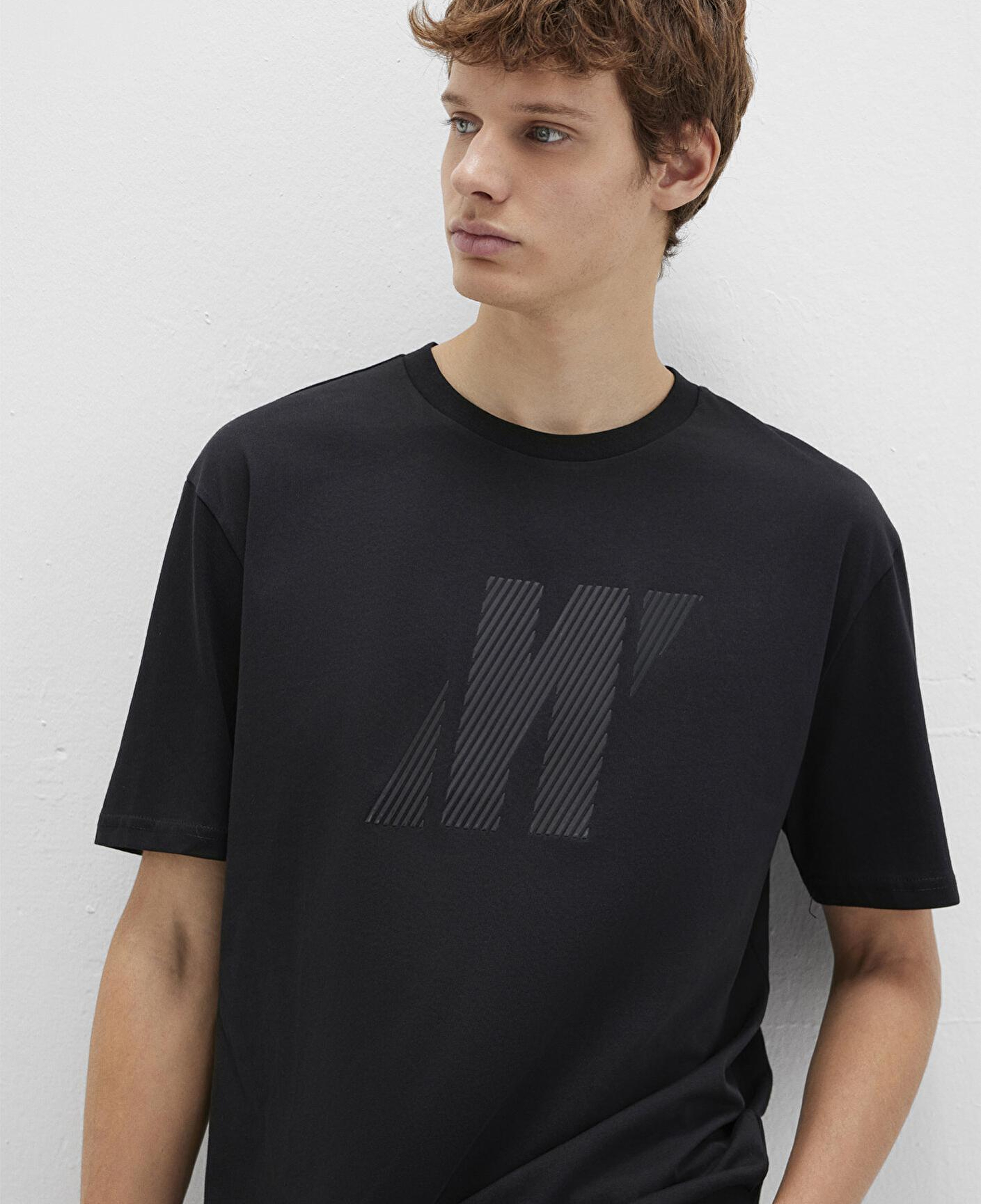 Mavi Mavi Pro Logo Baskılı Siyah Tişört Loose Fit / Bol Rahat Kesim 067034-900