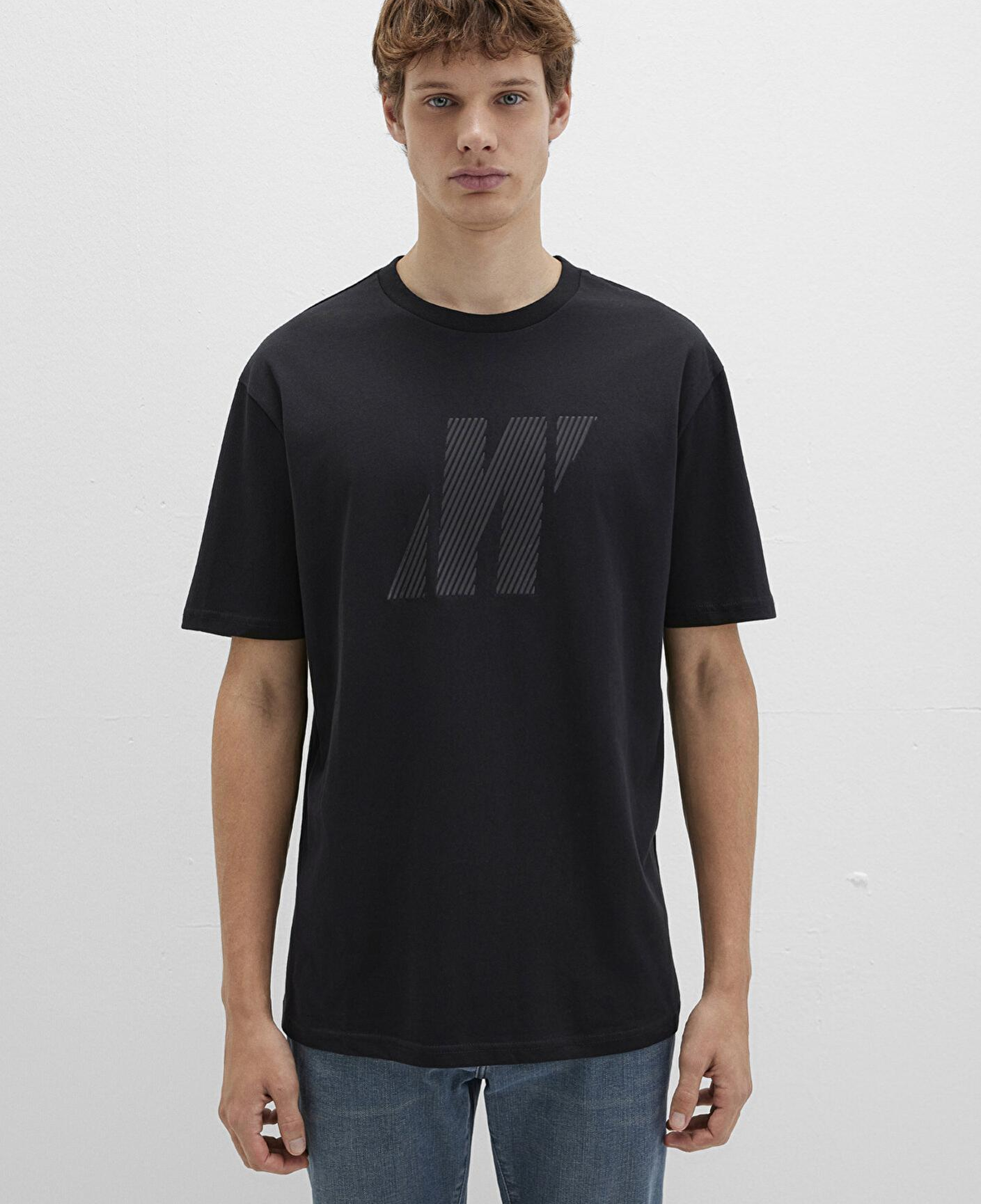 Mavi Mavi Pro Logo Baskılı Siyah Tişört Loose Fit / Bol Rahat Kesim 067034-900