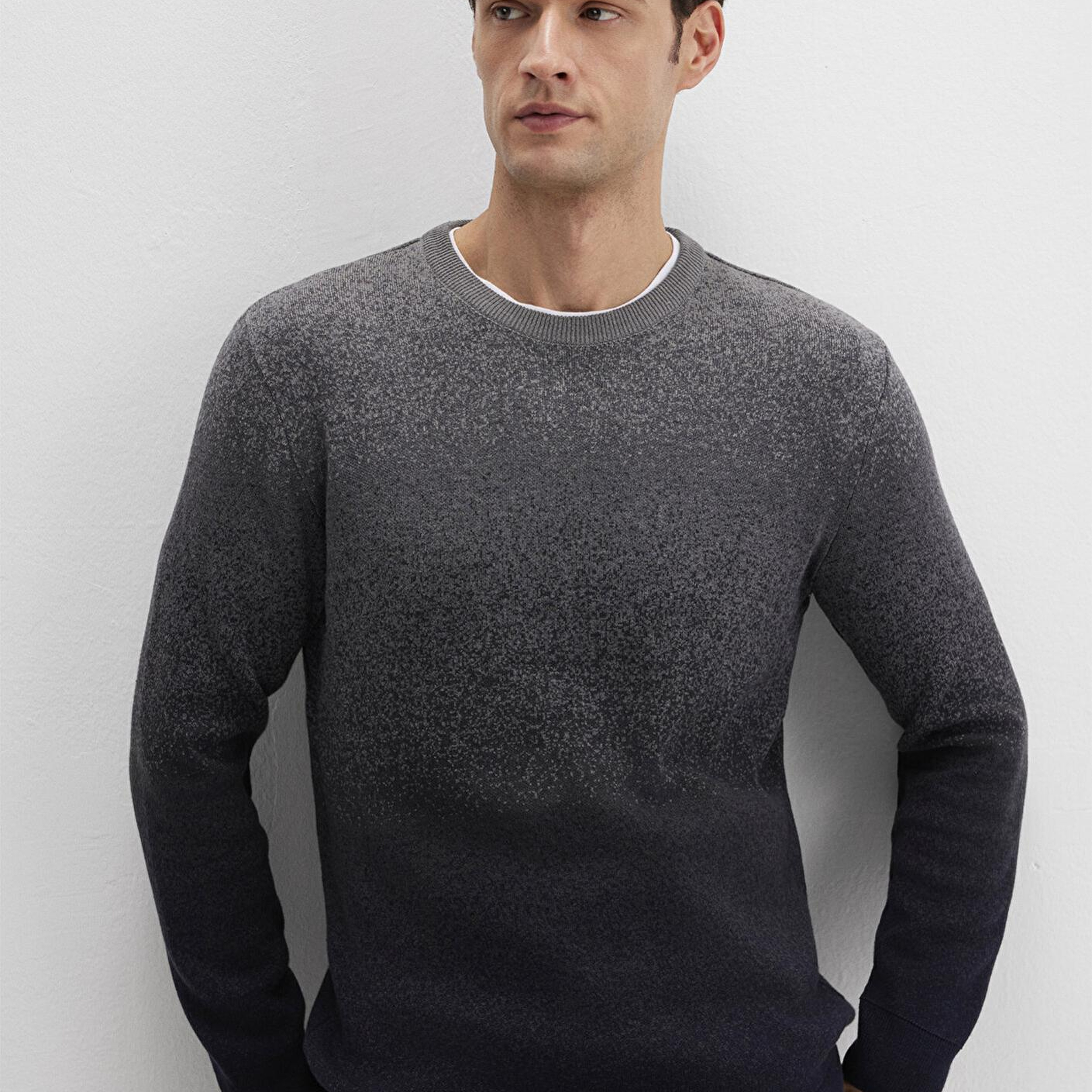 Mavi Bisiklet Yaka Gri Kazak Slim Fit / Dar Kesim 070779-34686