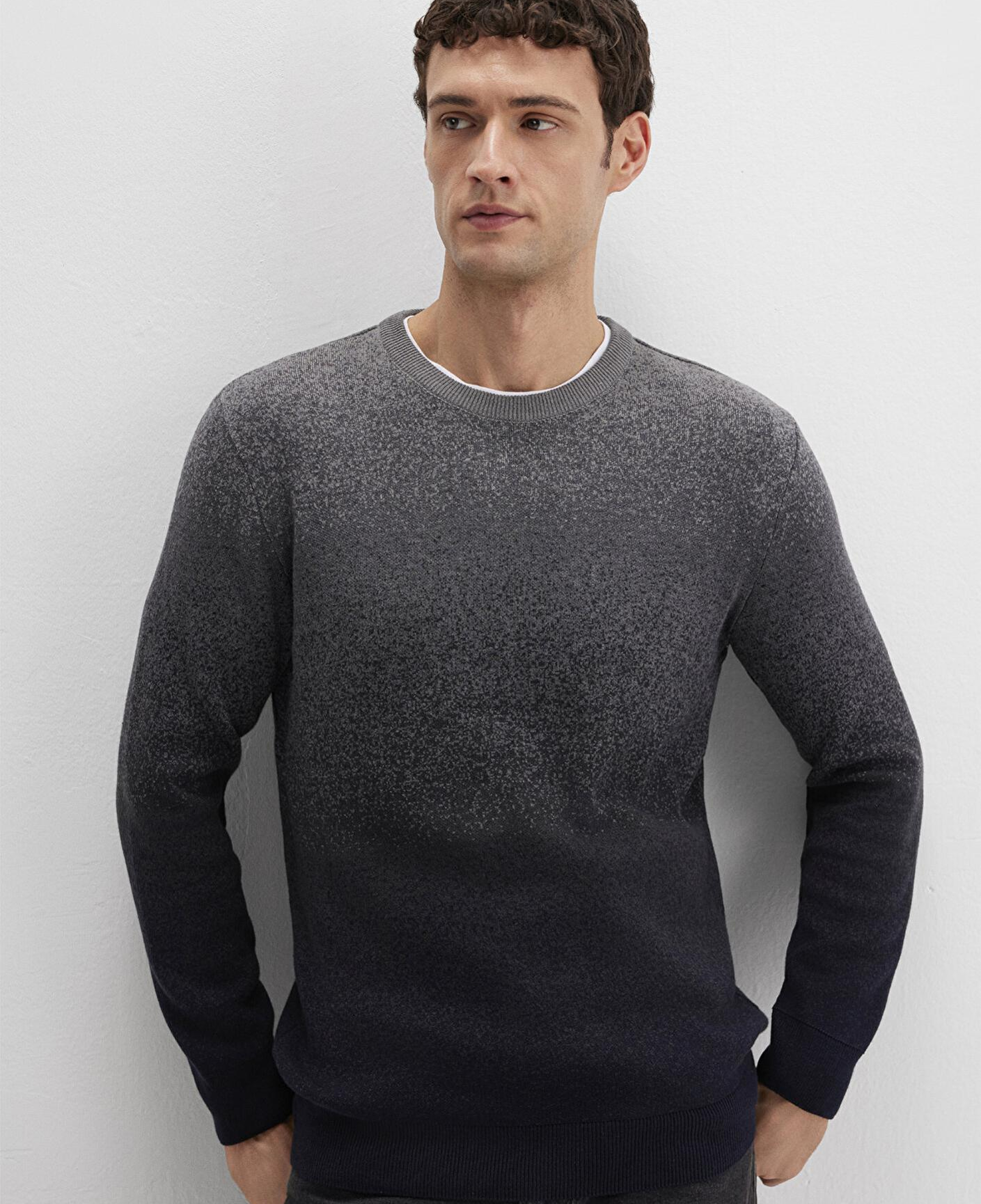 Mavi Bisiklet Yaka Gri Kazak Slim Fit / Dar Kesim 070779-34686