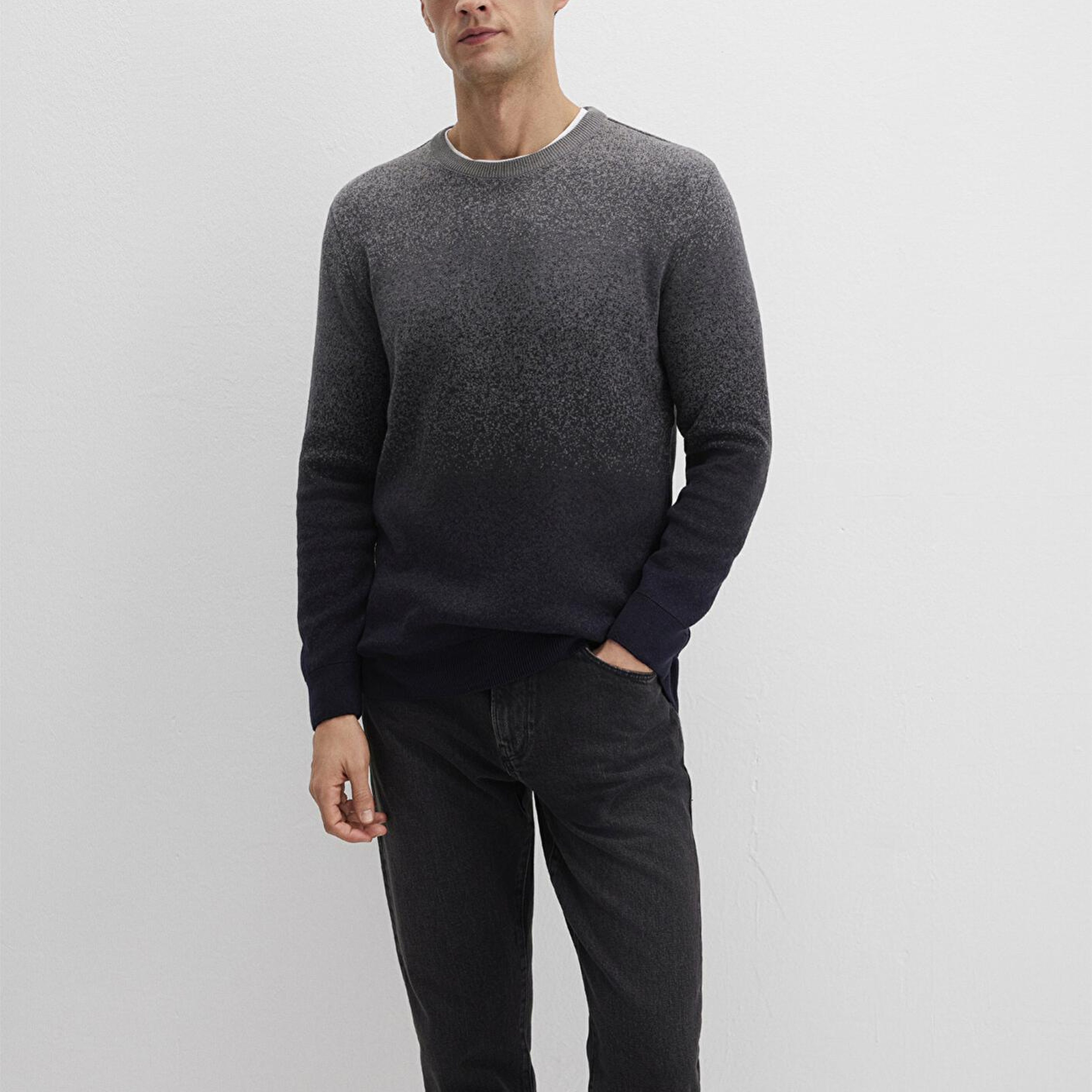 Mavi Bisiklet Yaka Gri Kazak Slim Fit / Dar Kesim 070779-34686