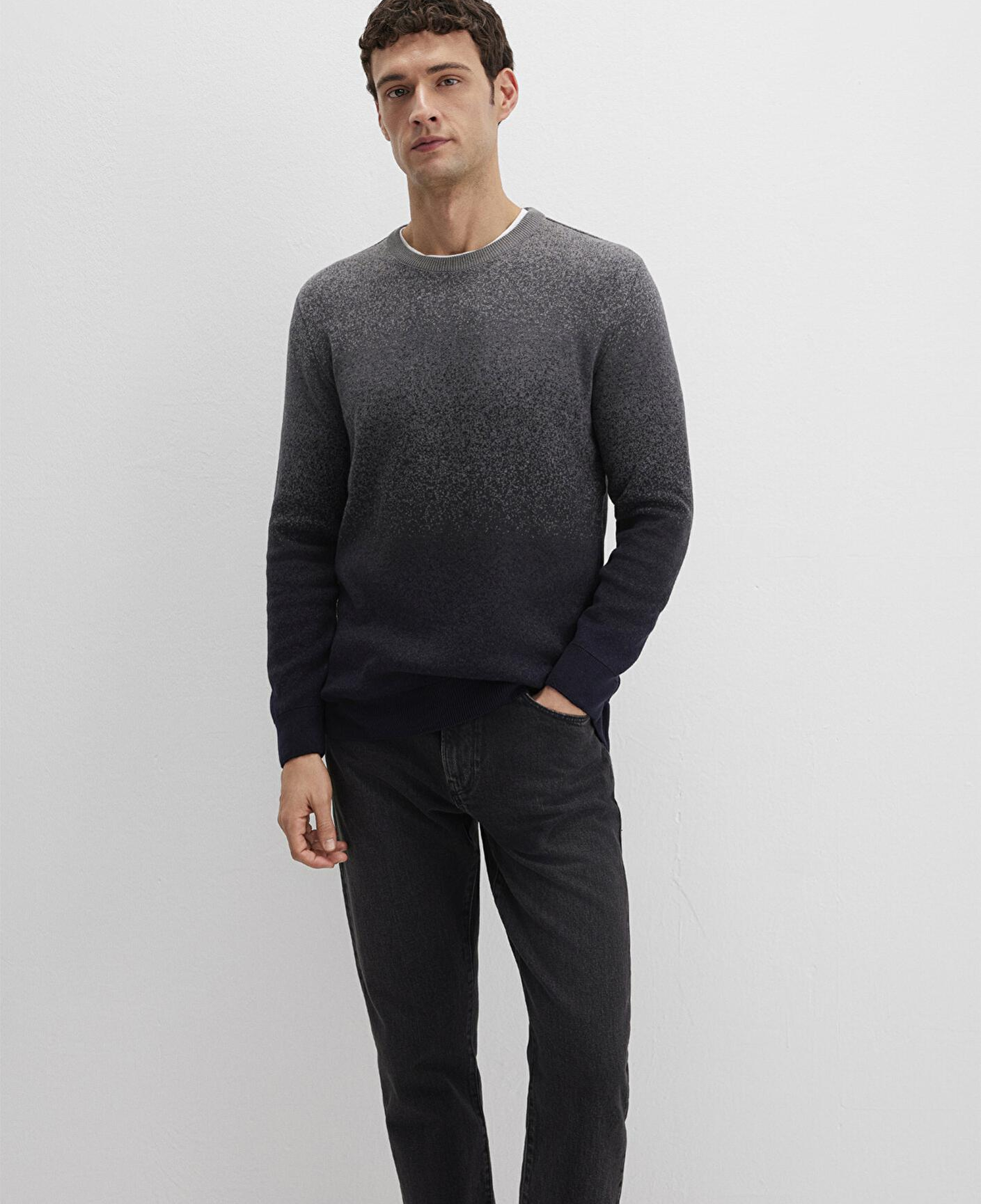 Mavi Bisiklet Yaka Gri Kazak Slim Fit / Dar Kesim 070779-34686