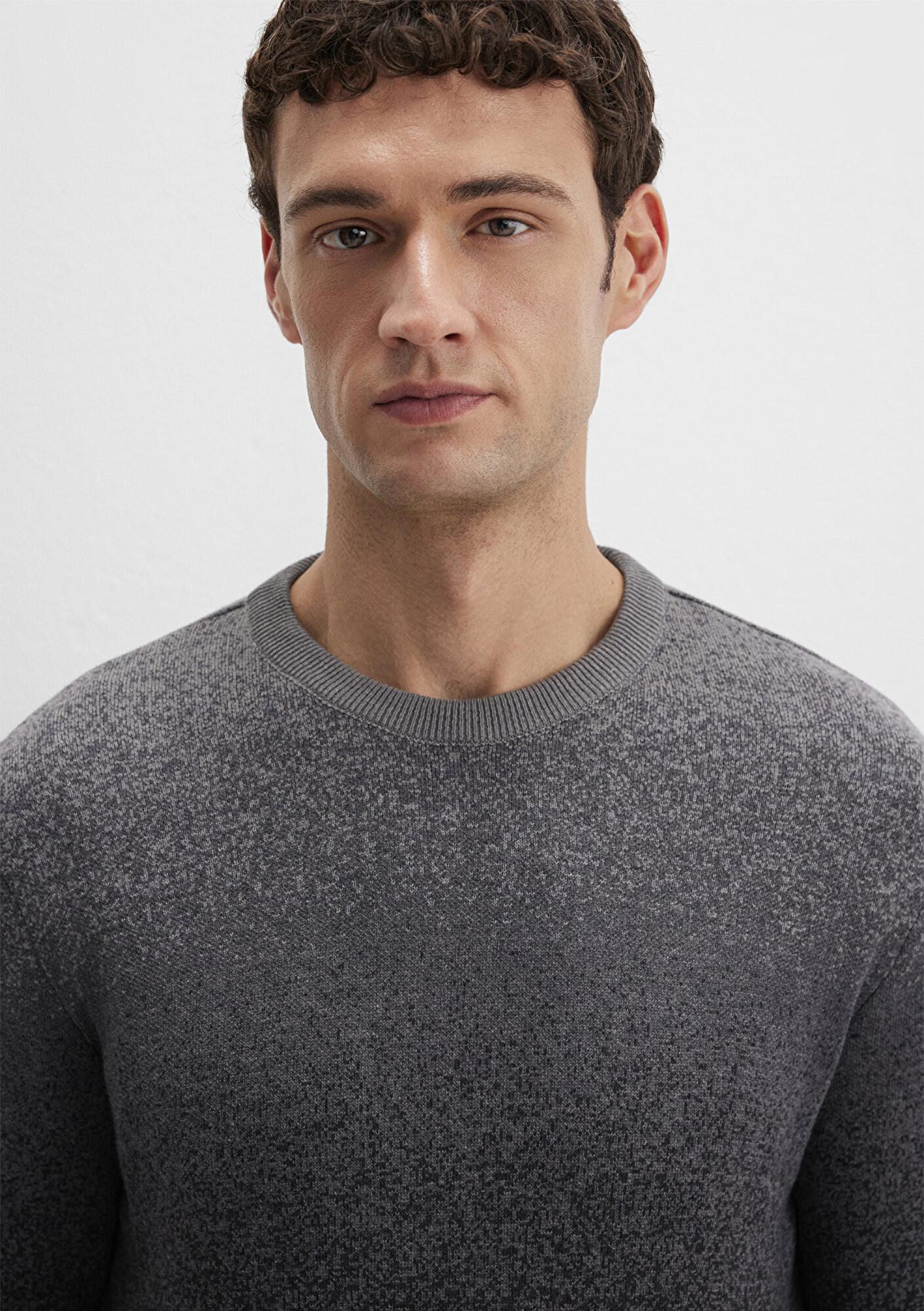 Mavi Bisiklet Yaka Gri Kazak Slim Fit / Dar Kesim 070779-34686