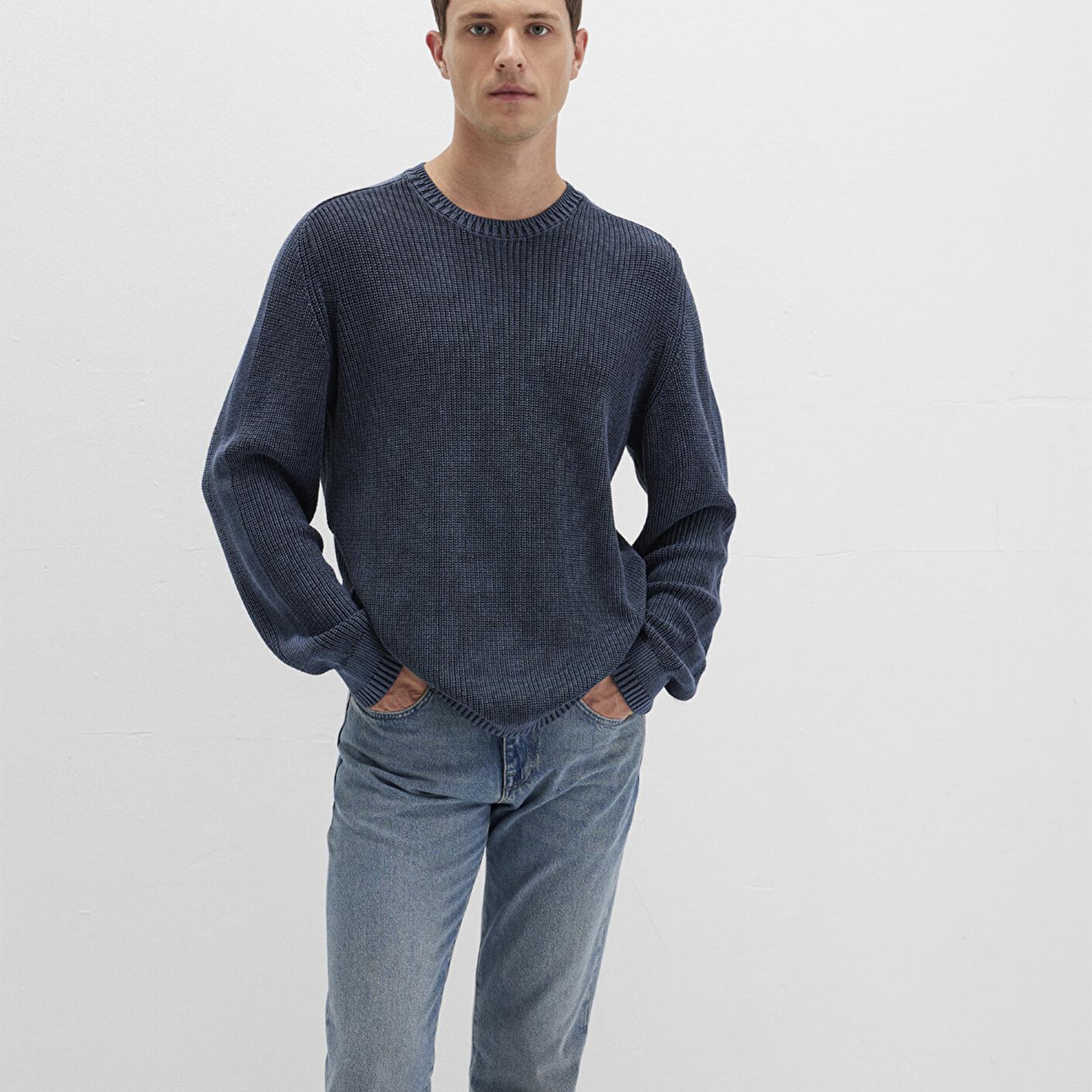 Mavi Bisiklet Yaka Lacivert Kazak Slim Fit / Dar Kesim 070767-34319