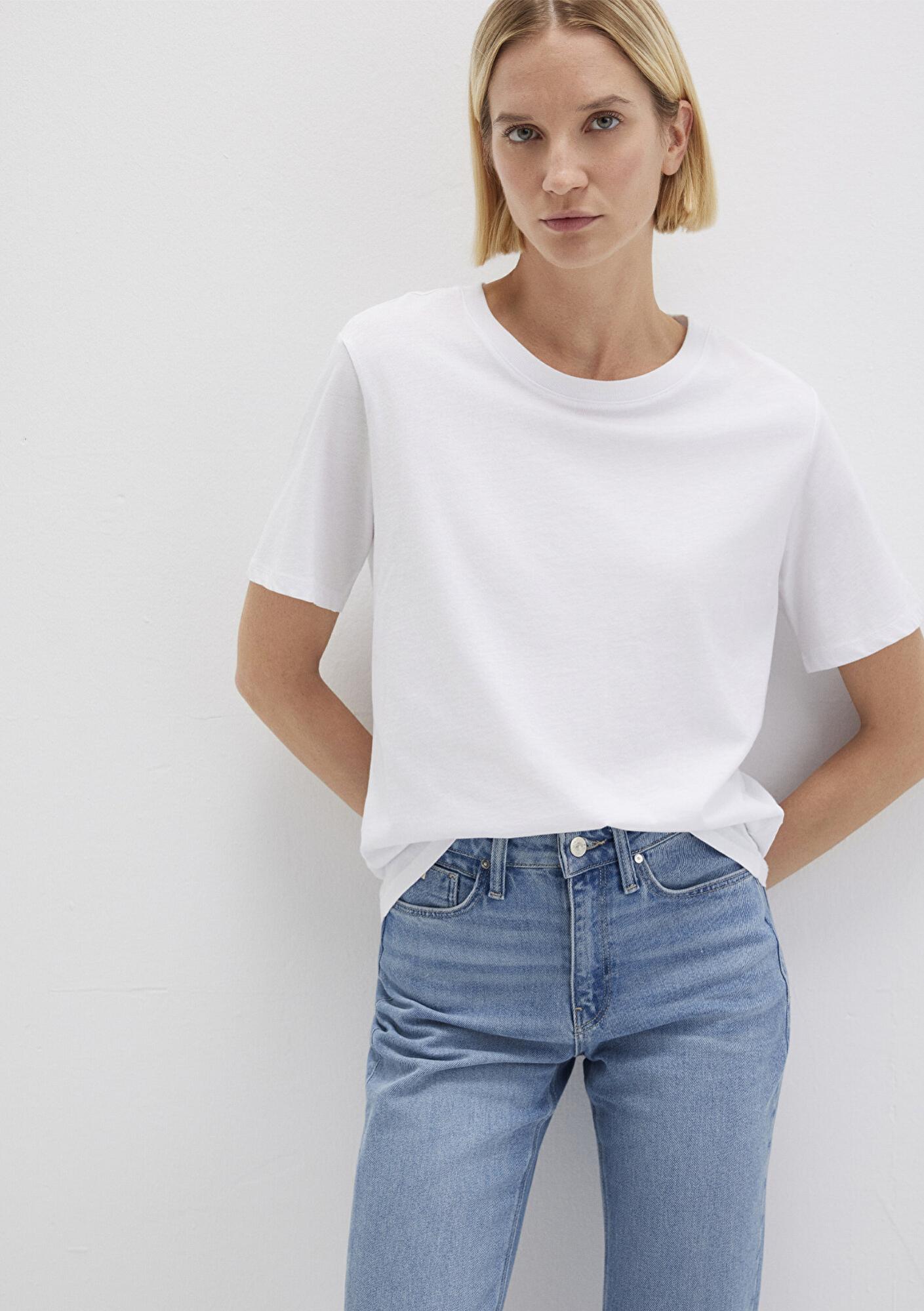 Mavi Bisiklet Yaka Beyaz Basic Tişört Regular Fit / Normal Kesim 1600955-620