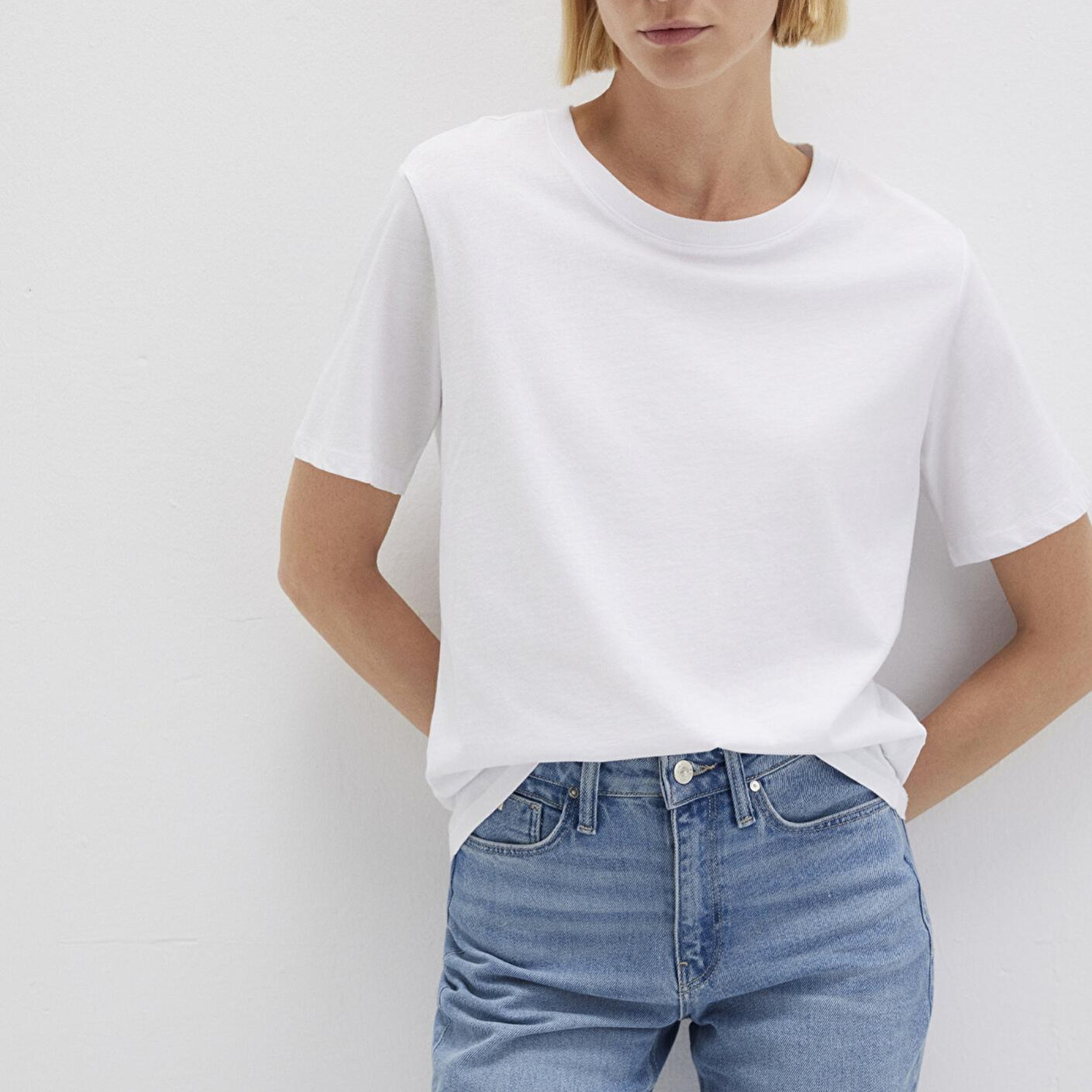 Mavi Bisiklet Yaka Beyaz Basic Tişört Regular Fit / Normal Kesim 1600955-620