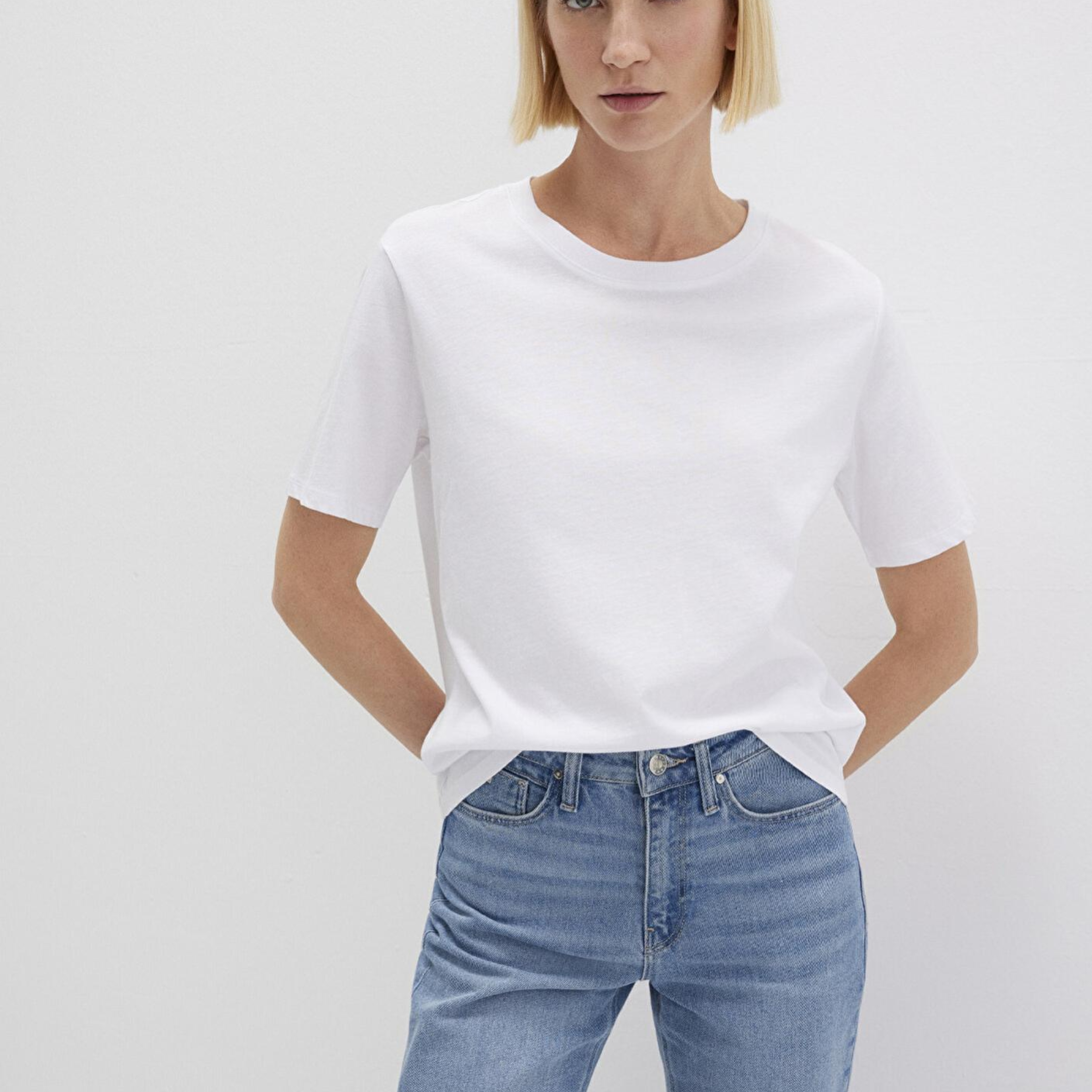 Mavi Bisiklet Yaka Beyaz Basic Tişört Regular Fit / Normal Kesim 1600955-620