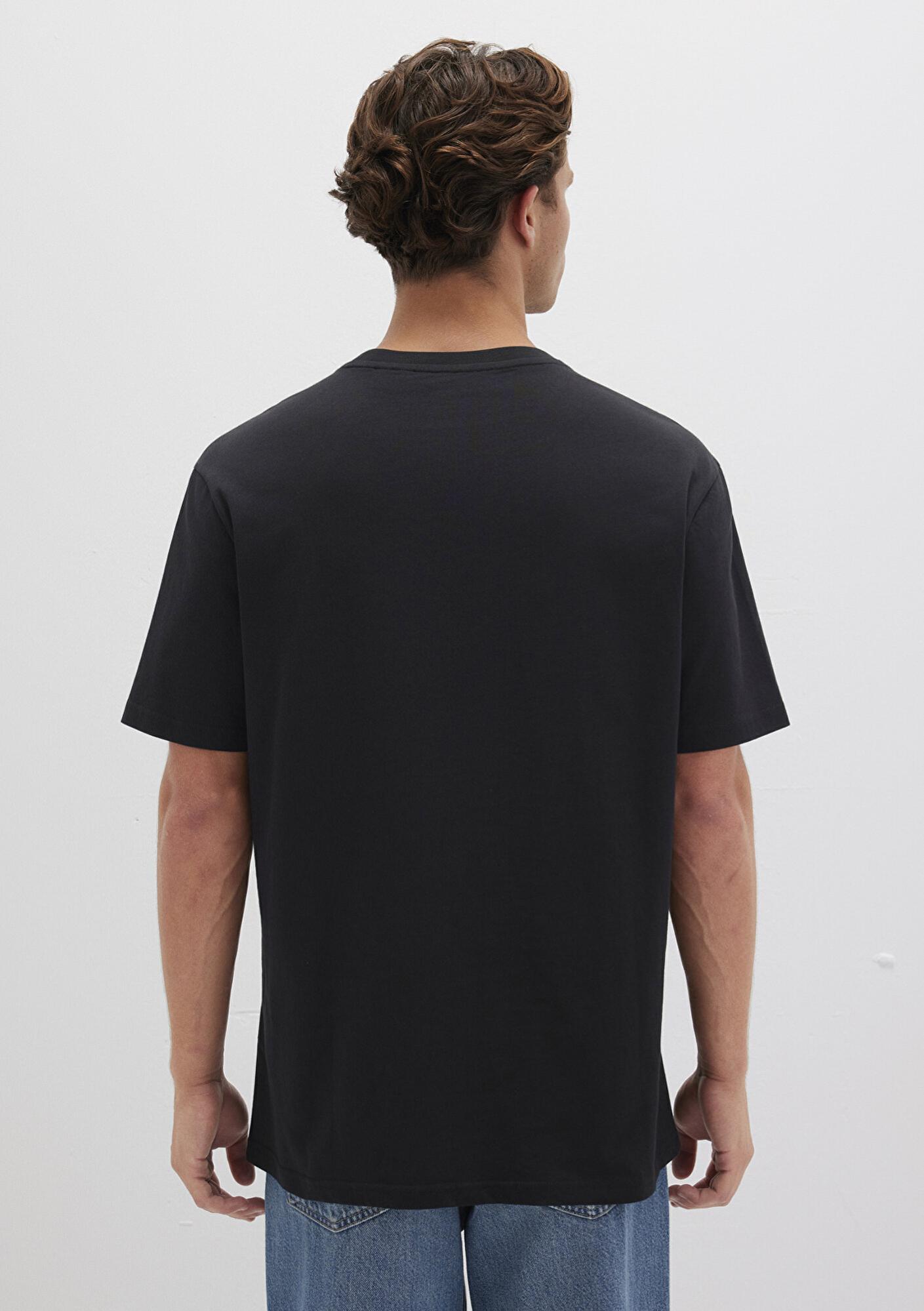 Mavi Batman Baskılı Siyah Tişört Loose Fit / Bol Rahat Kesim 066878-900