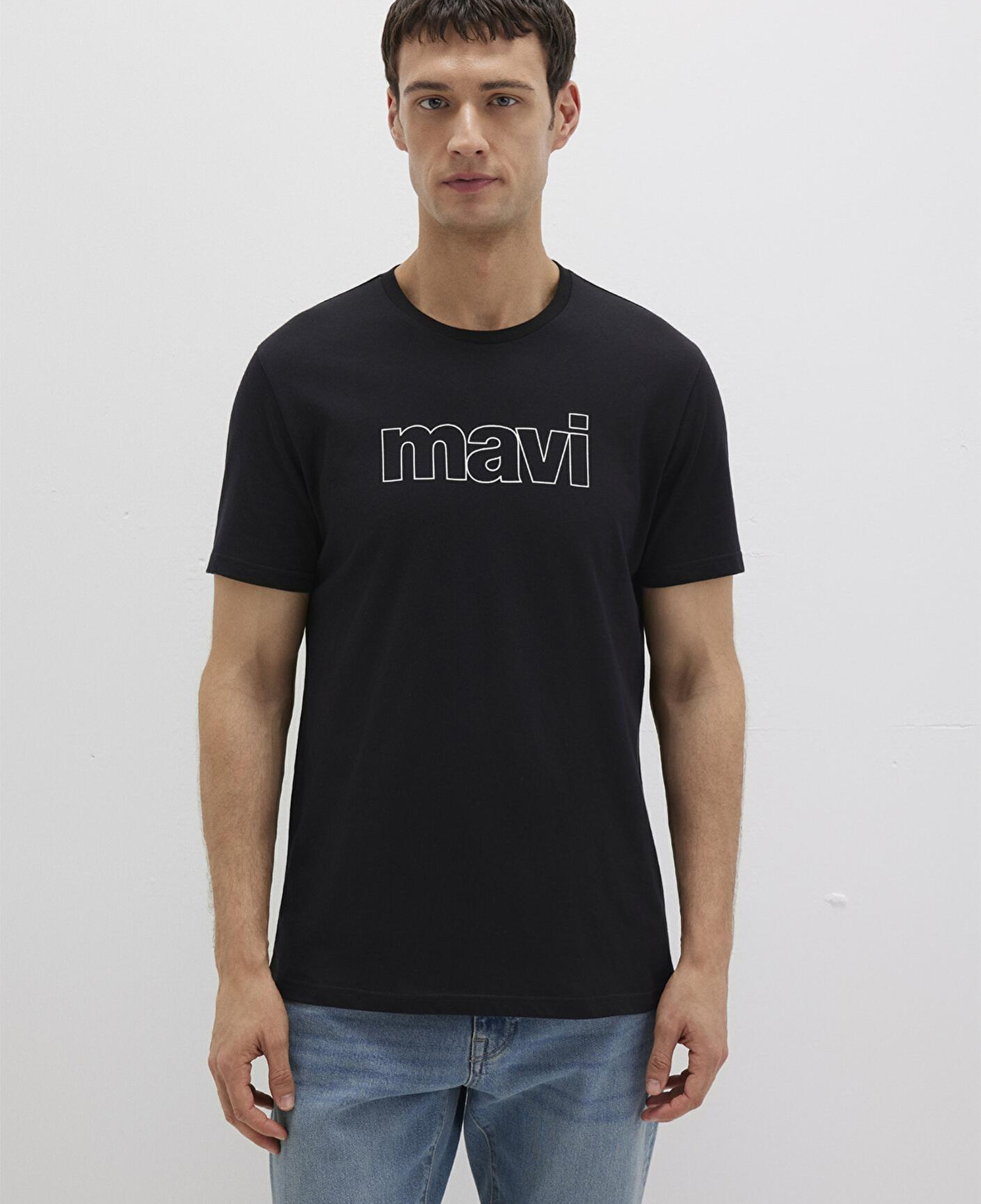 Mavi Mavi Logo Baskılı Siyah Tişört Slim Fit / Dar Kesim 065781-900
