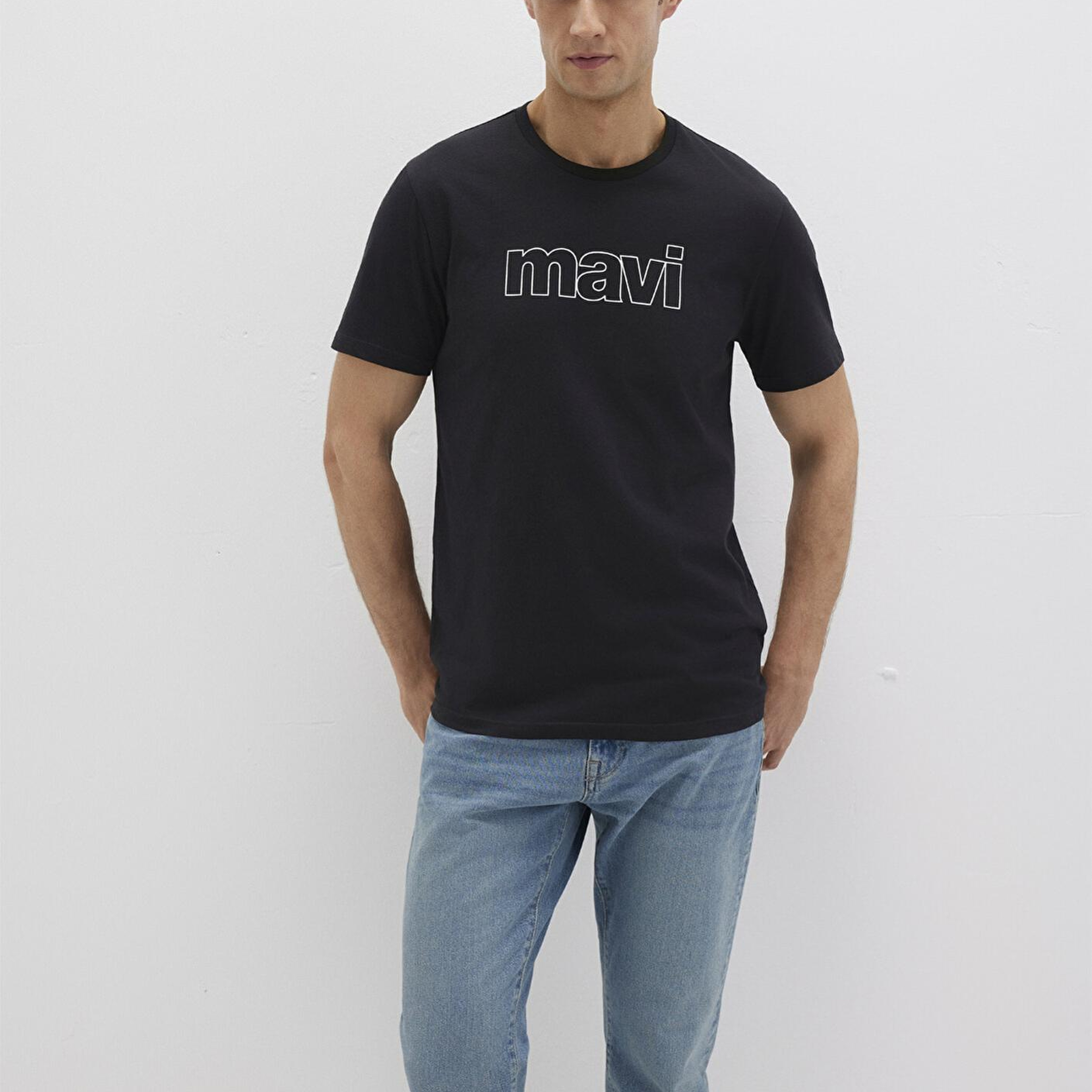 Mavi Mavi Logo Baskılı Siyah Tişört Slim Fit / Dar Kesim 065781-900