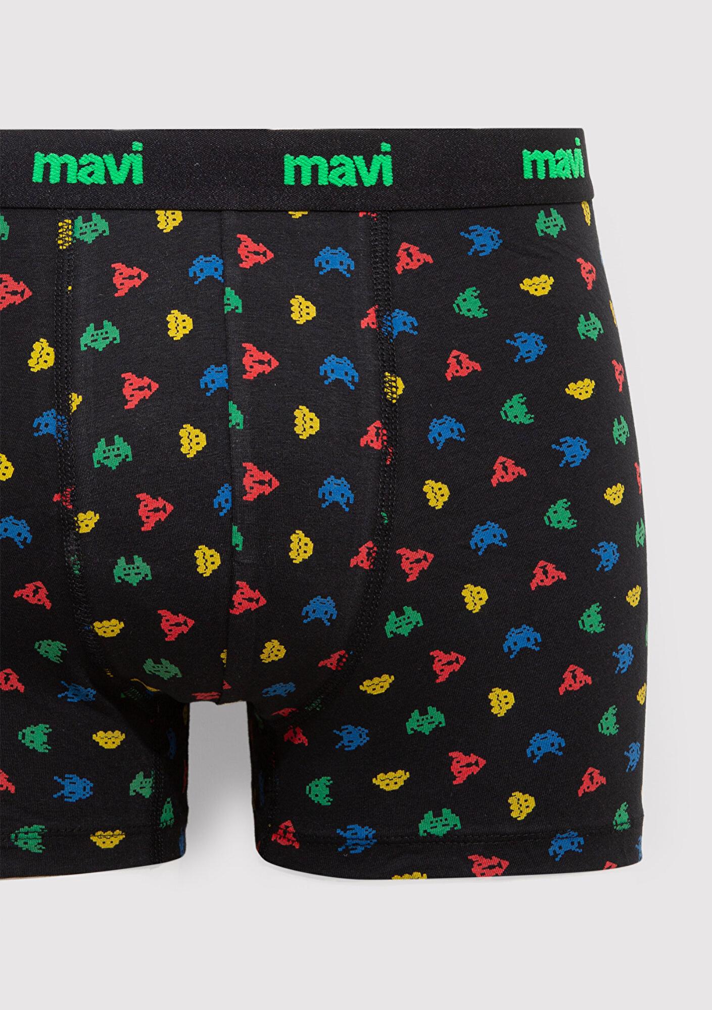 Mavi Baskılı Siyah Boxer 092259-900