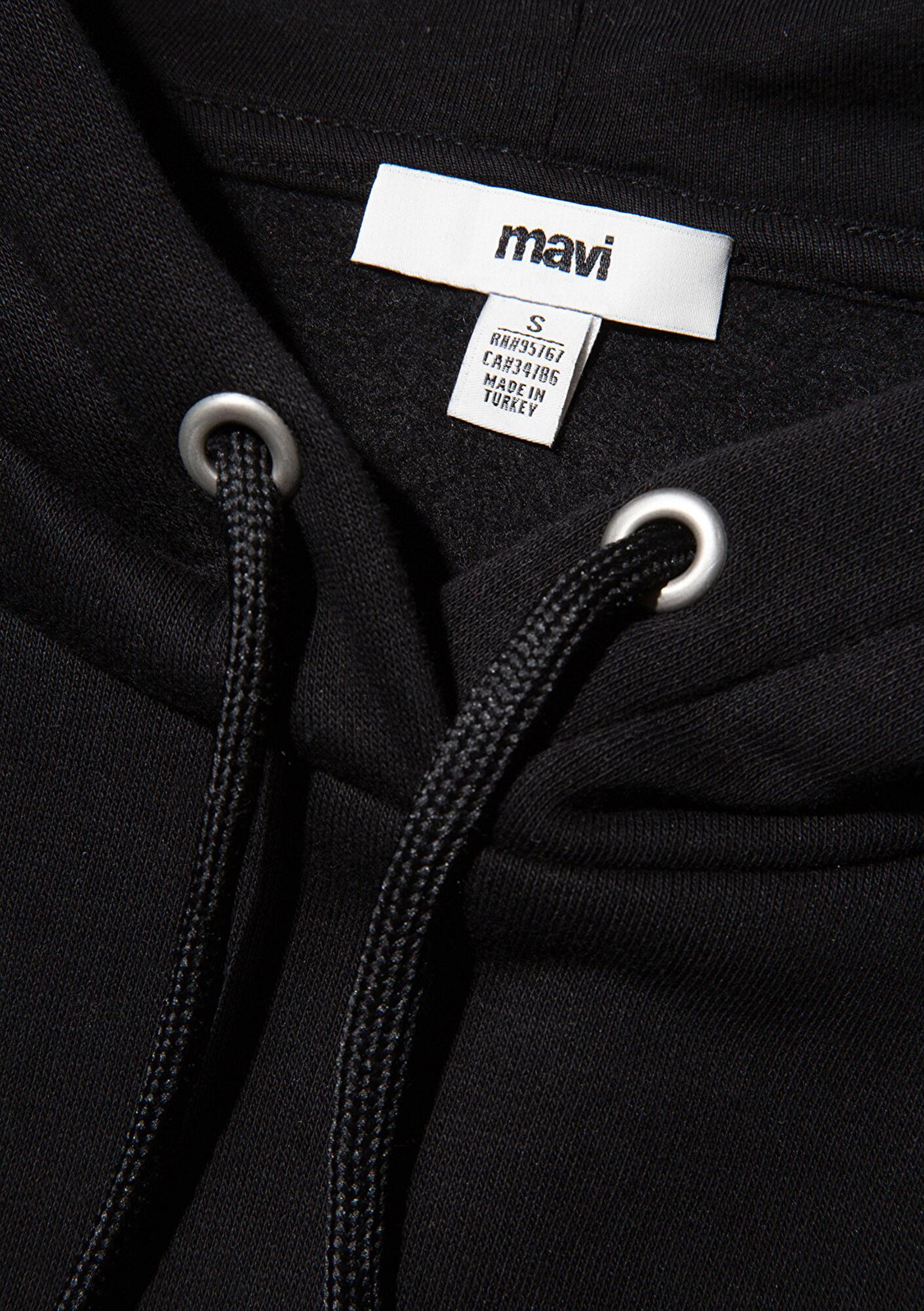 Mavi Mavi Logo Baskılı Kapüşonlu Siyah Sweatshirt 168334-900