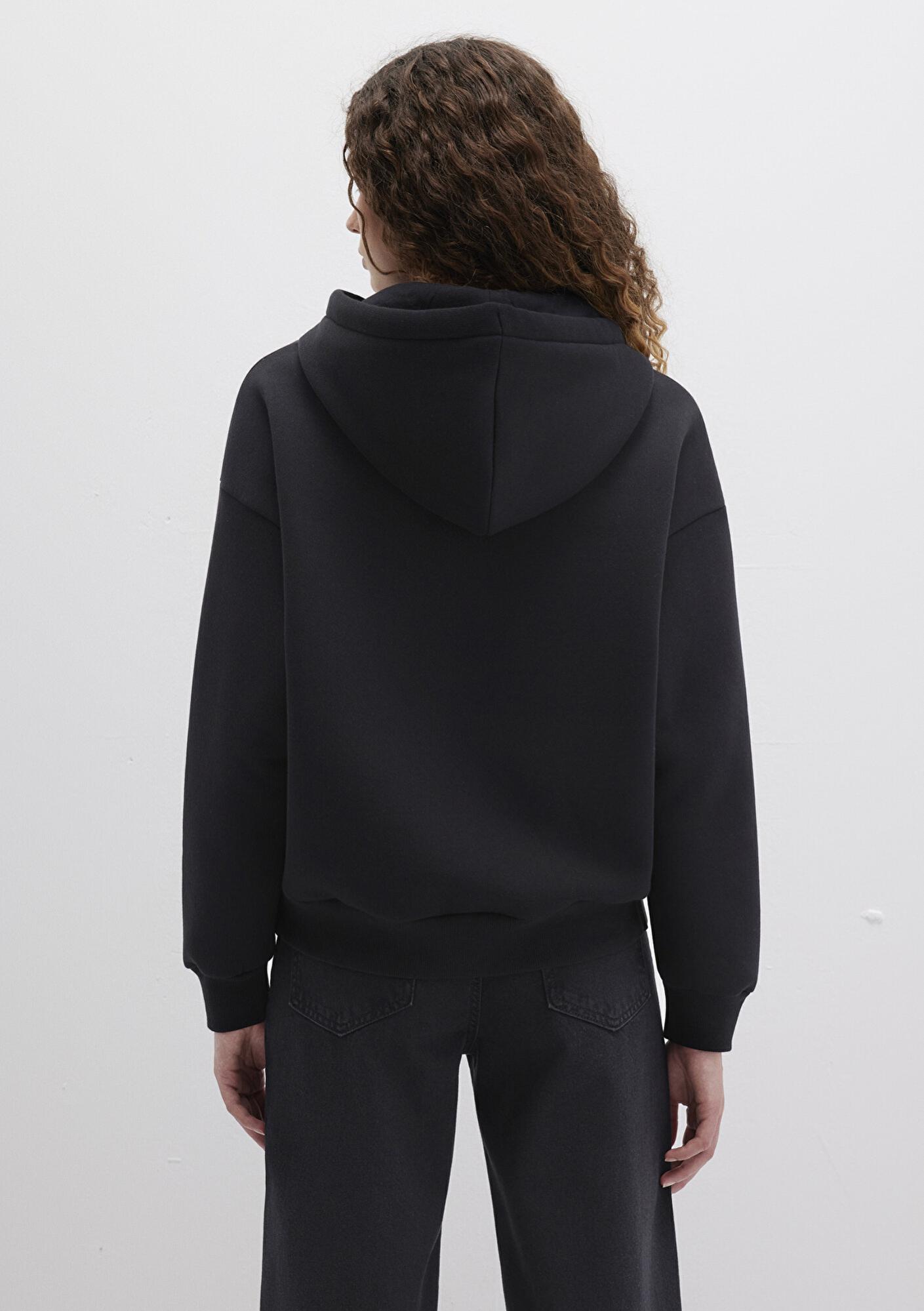 Mavi Mavi Logo Baskılı Kapüşonlu Siyah Sweatshirt 168334-900