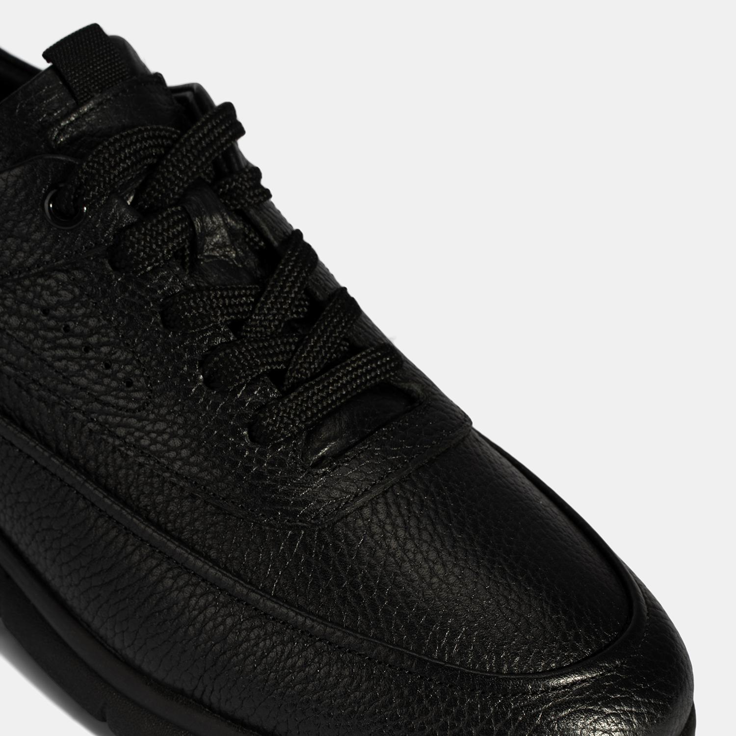 Erkek Siyah Bağcıklı Deri Günlük Ayakkabı