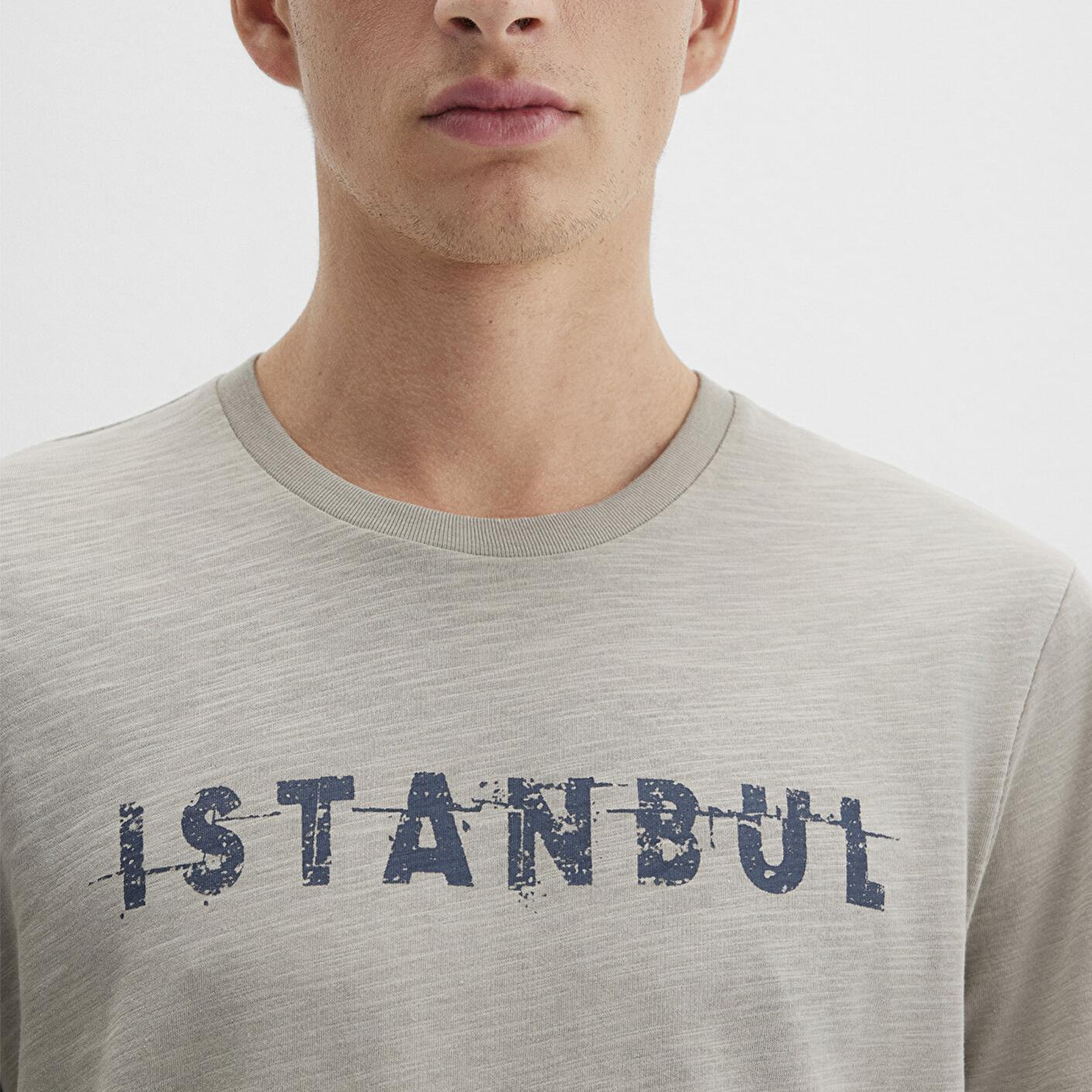Mavi İstanbul Baskılı Bej Tişört Slim Fit / Dar Kesim 066282-31935