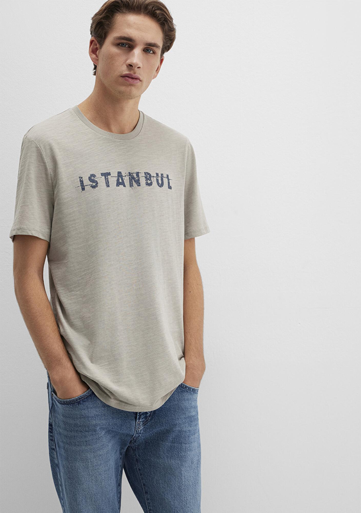 Mavi İstanbul Baskılı Bej Tişört Slim Fit / Dar Kesim 066282-31935