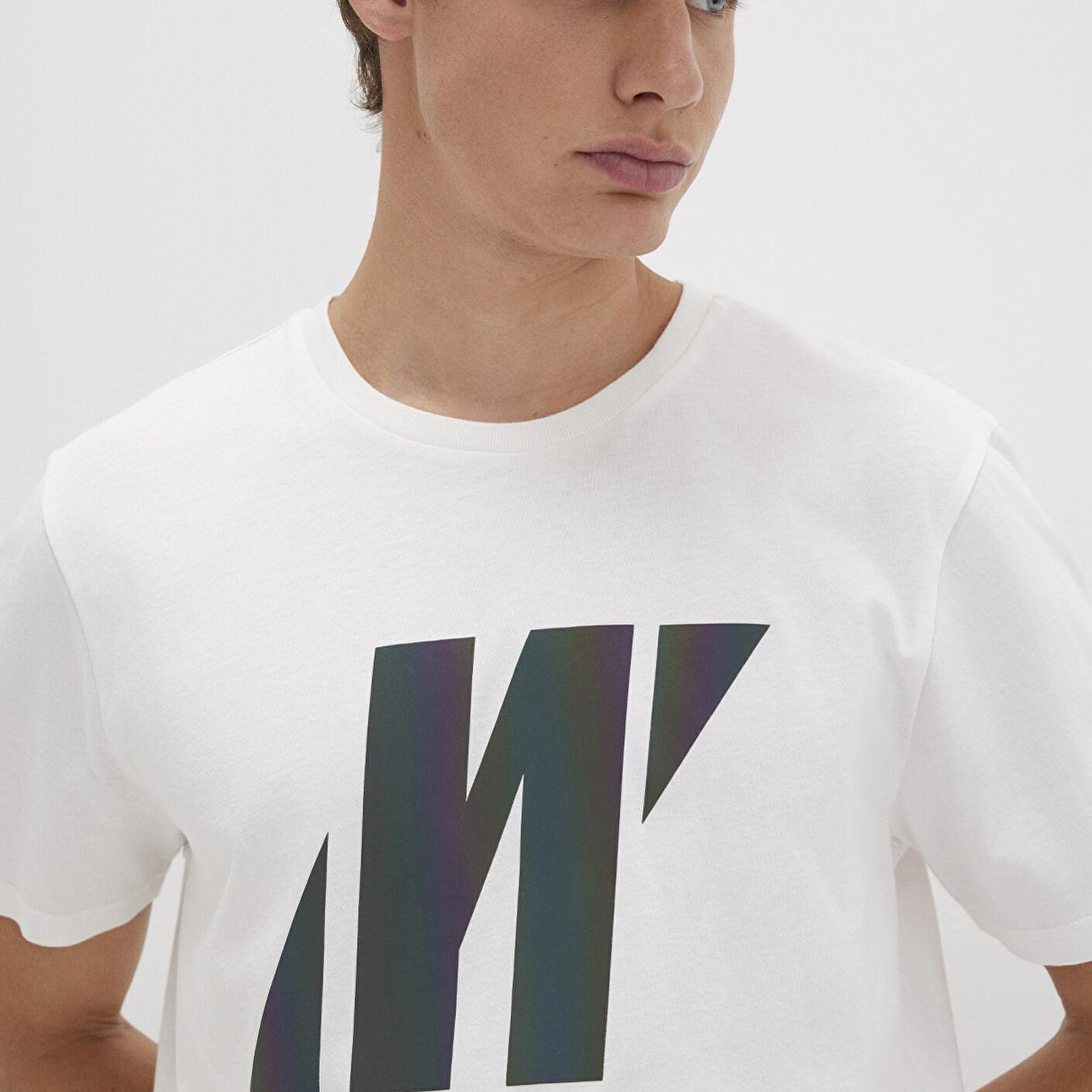 Mavi Mavi Pro Reflektör Logo Baskılı Beyaz Tişört Slim Fit / Dar Kesim 066255-30701