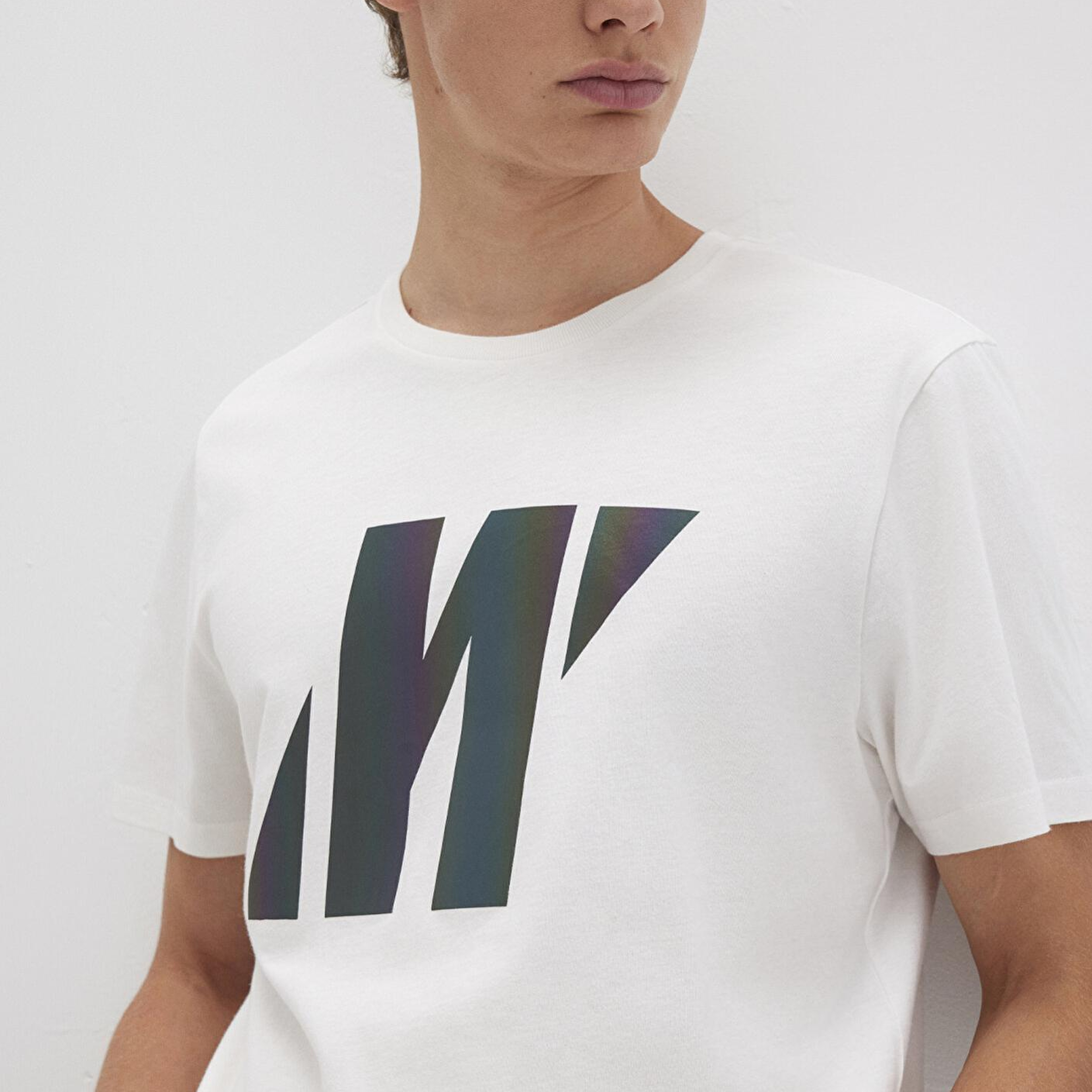 Mavi Mavi Pro Reflektör Logo Baskılı Beyaz Tişört Slim Fit / Dar Kesim 066255-30701