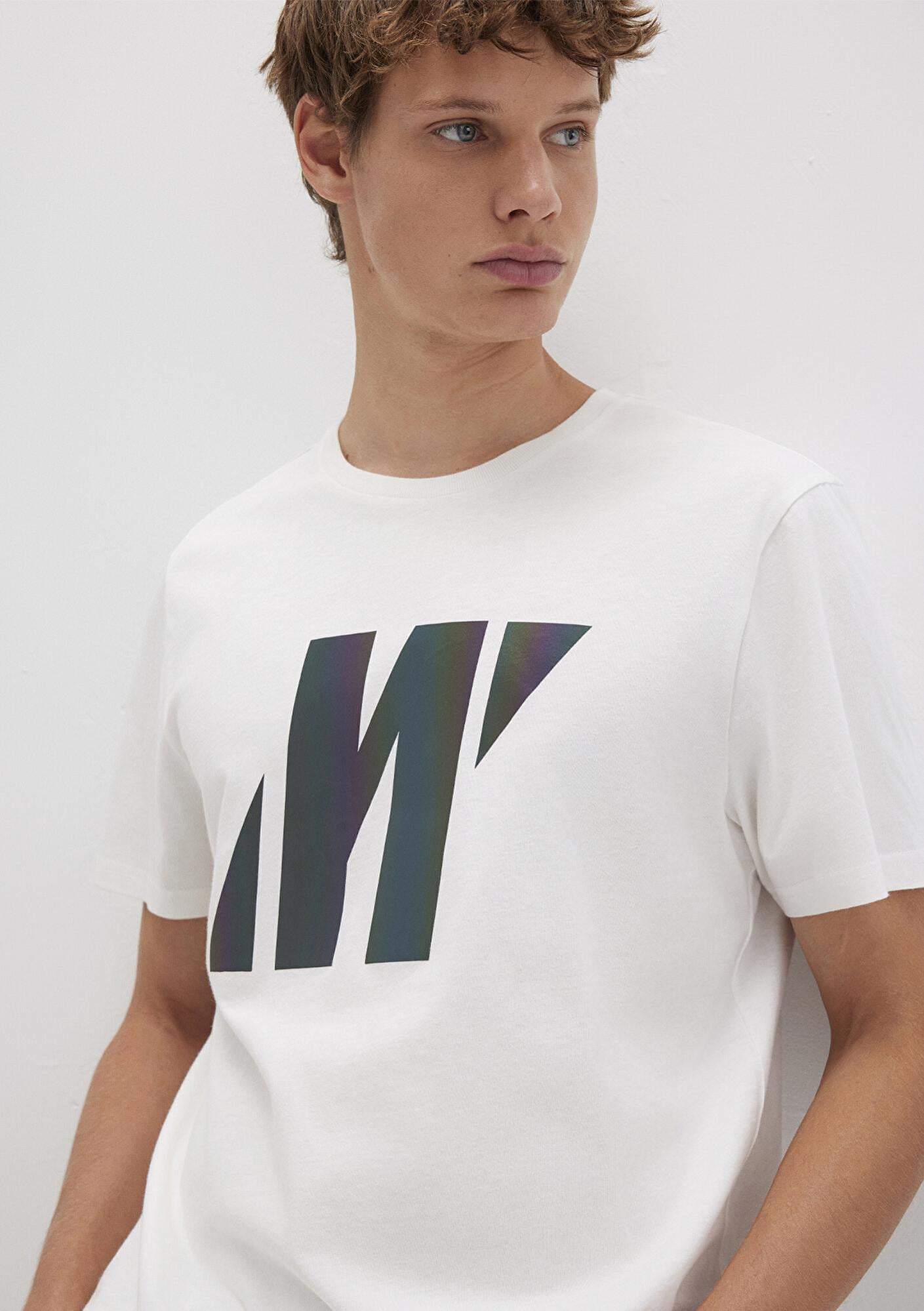 Mavi Mavi Pro Reflektör Logo Baskılı Beyaz Tişört Slim Fit / Dar Kesim 066255-30701
