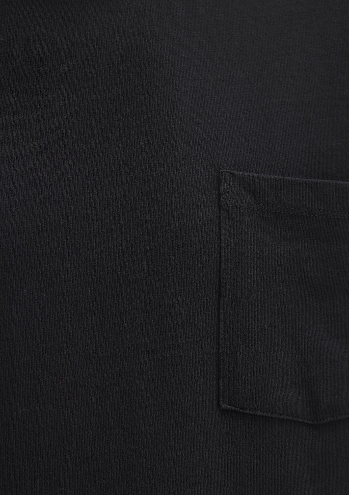 Mavi Cep Detaylı Siyah Basic Tişört Loose Fit / Bol Rahat Kesim 066248-900