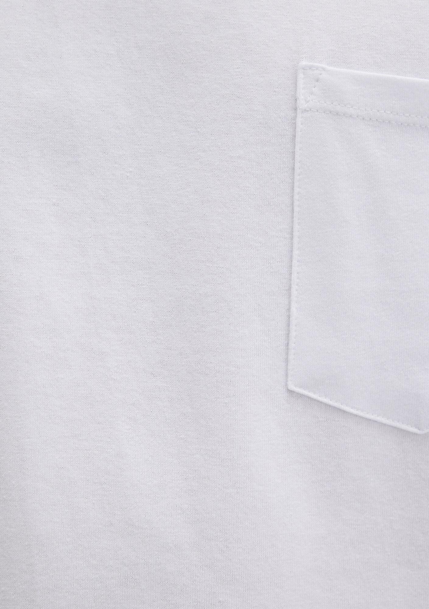 Mavi Cep Detaylı Beyaz Basic Tişört Loose Fit / Bol Rahat Kesim 066248-620