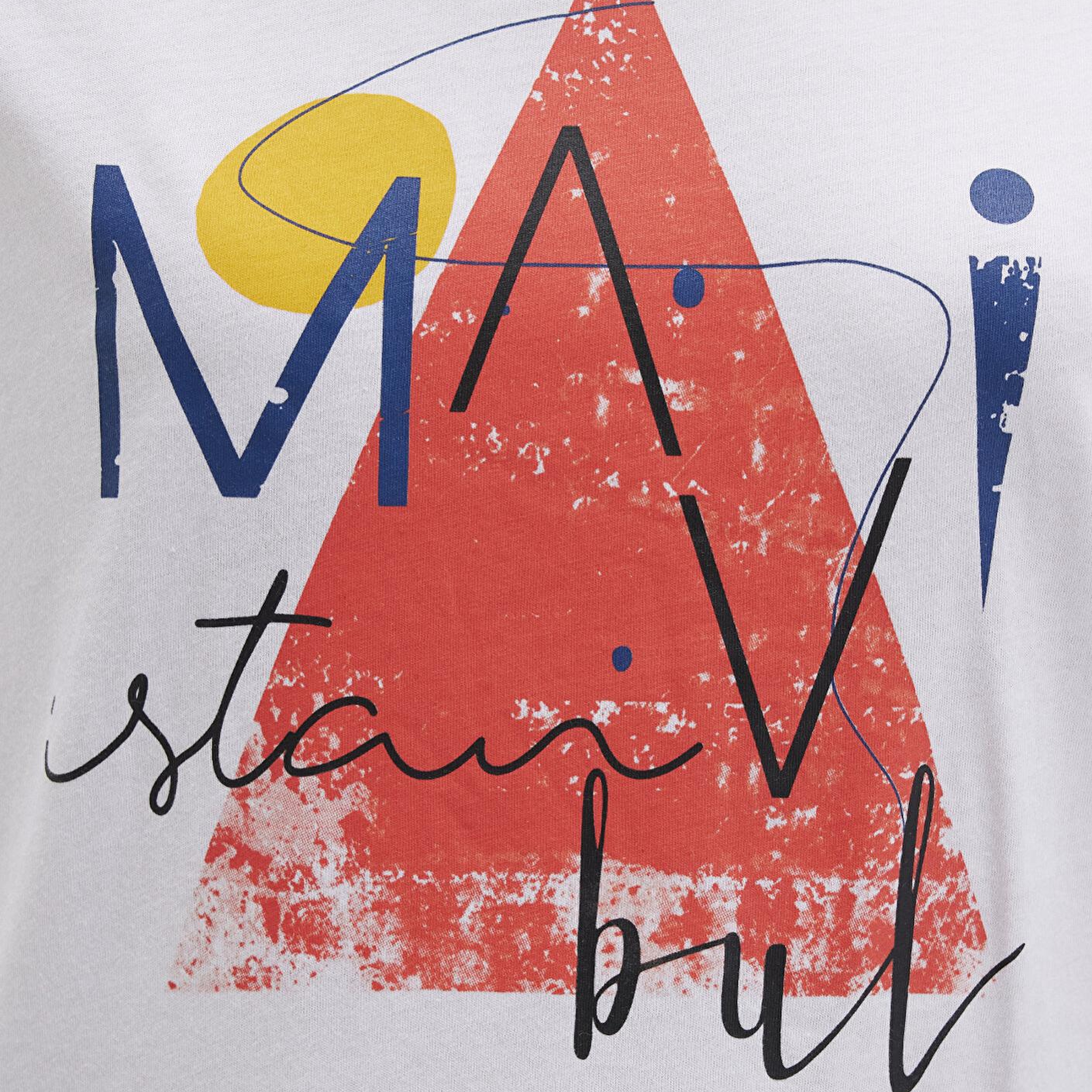 Mavi Üçgen Baskılı Beyaz İstanbul Tişört Regular Fit / Normal Kesim 168892-620