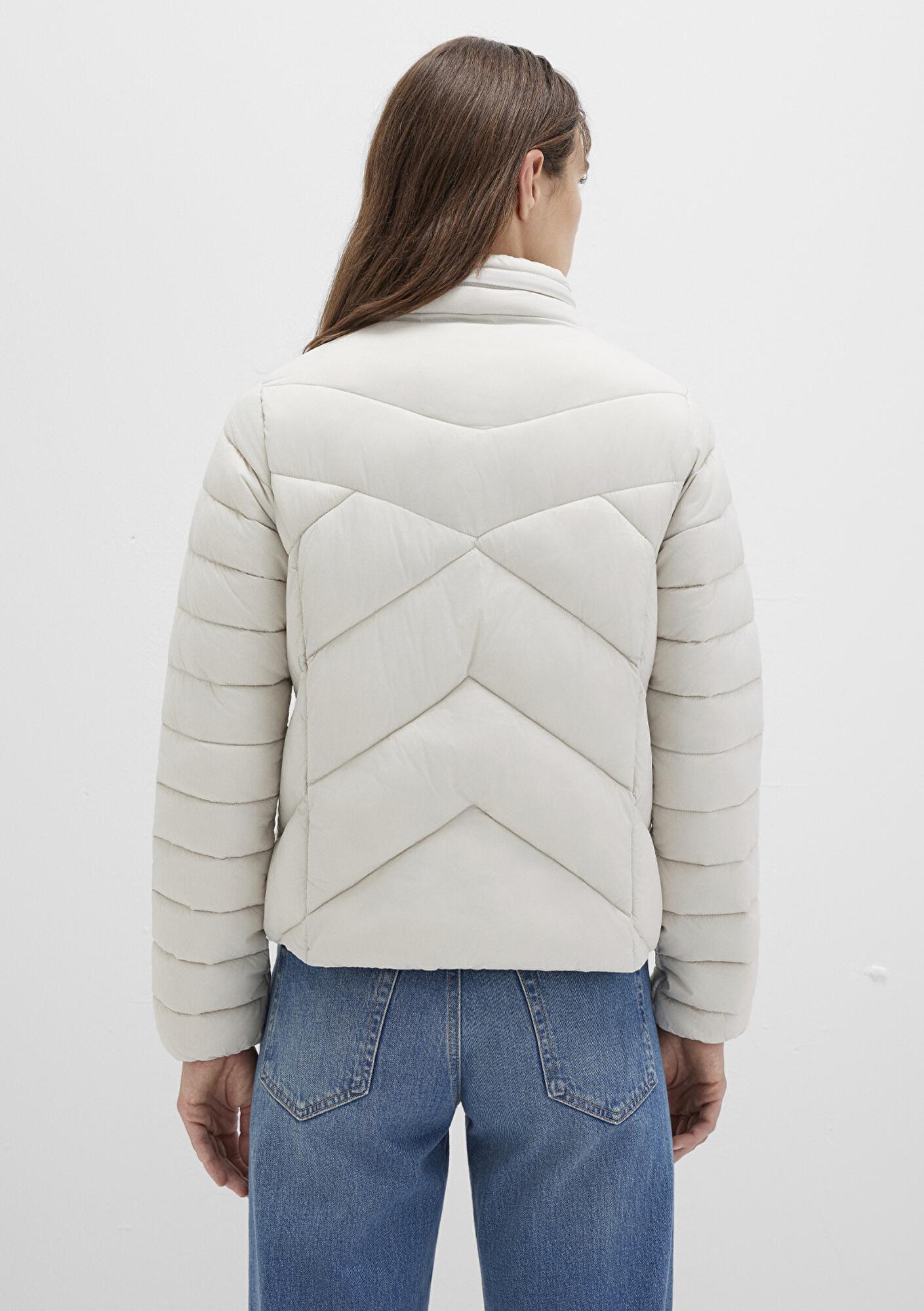 Mavi Su İtici Dik Yaka Ekru Şişme Mont 110698-27105