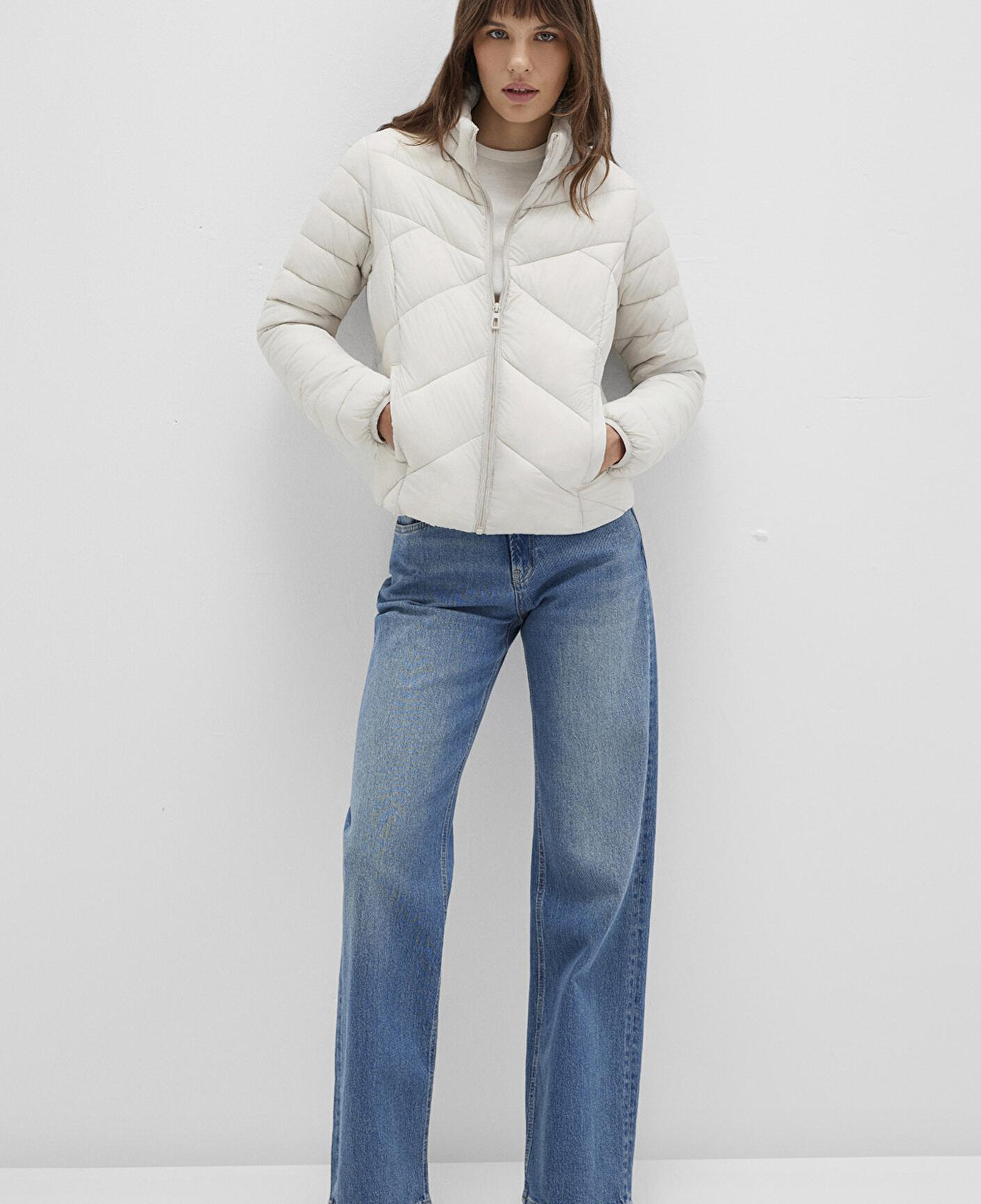 Mavi Su İtici Dik Yaka Ekru Şişme Mont 110698-27105