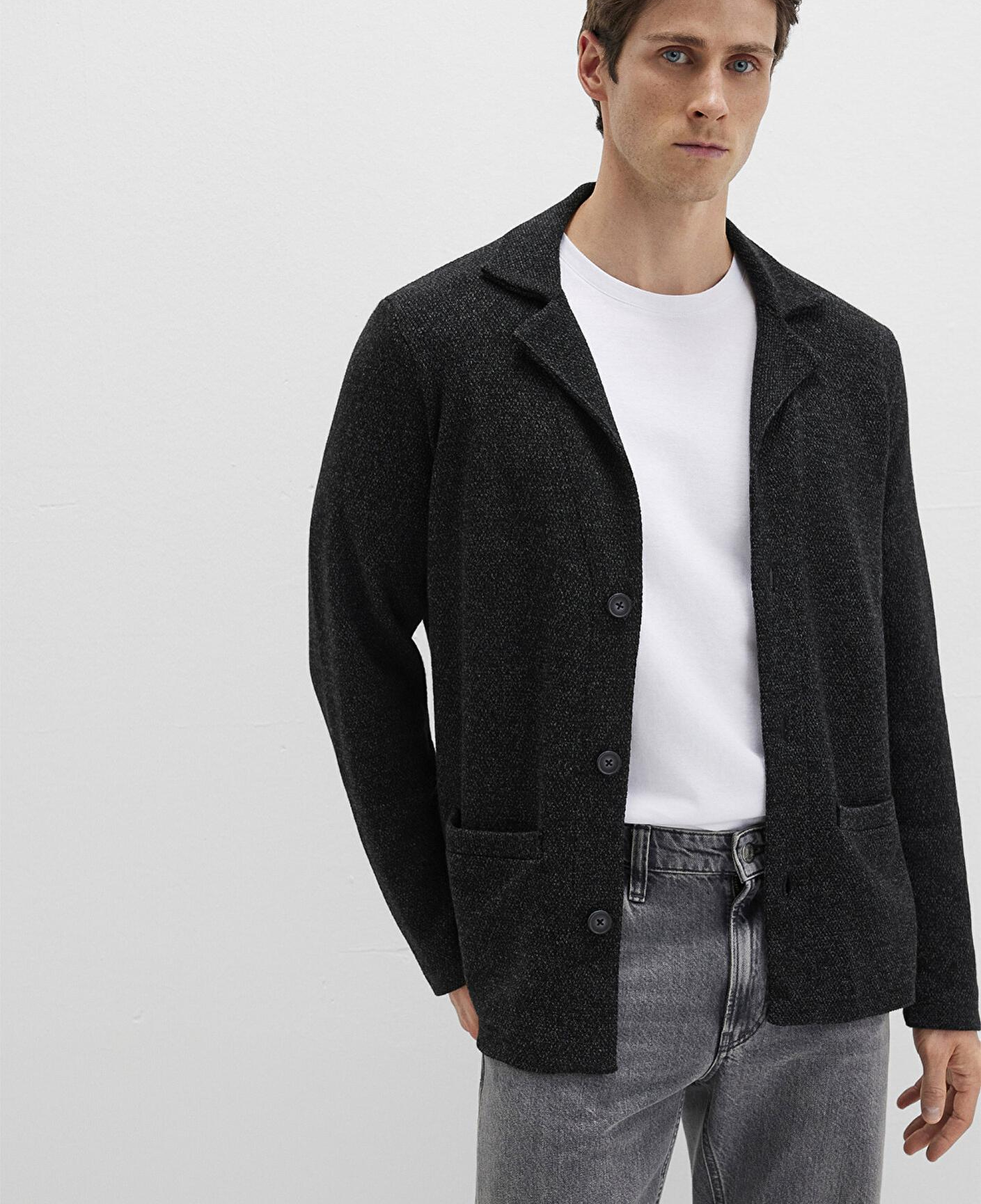 Mavi Blazer Yaka Siyah Triko Hırka 070699-900