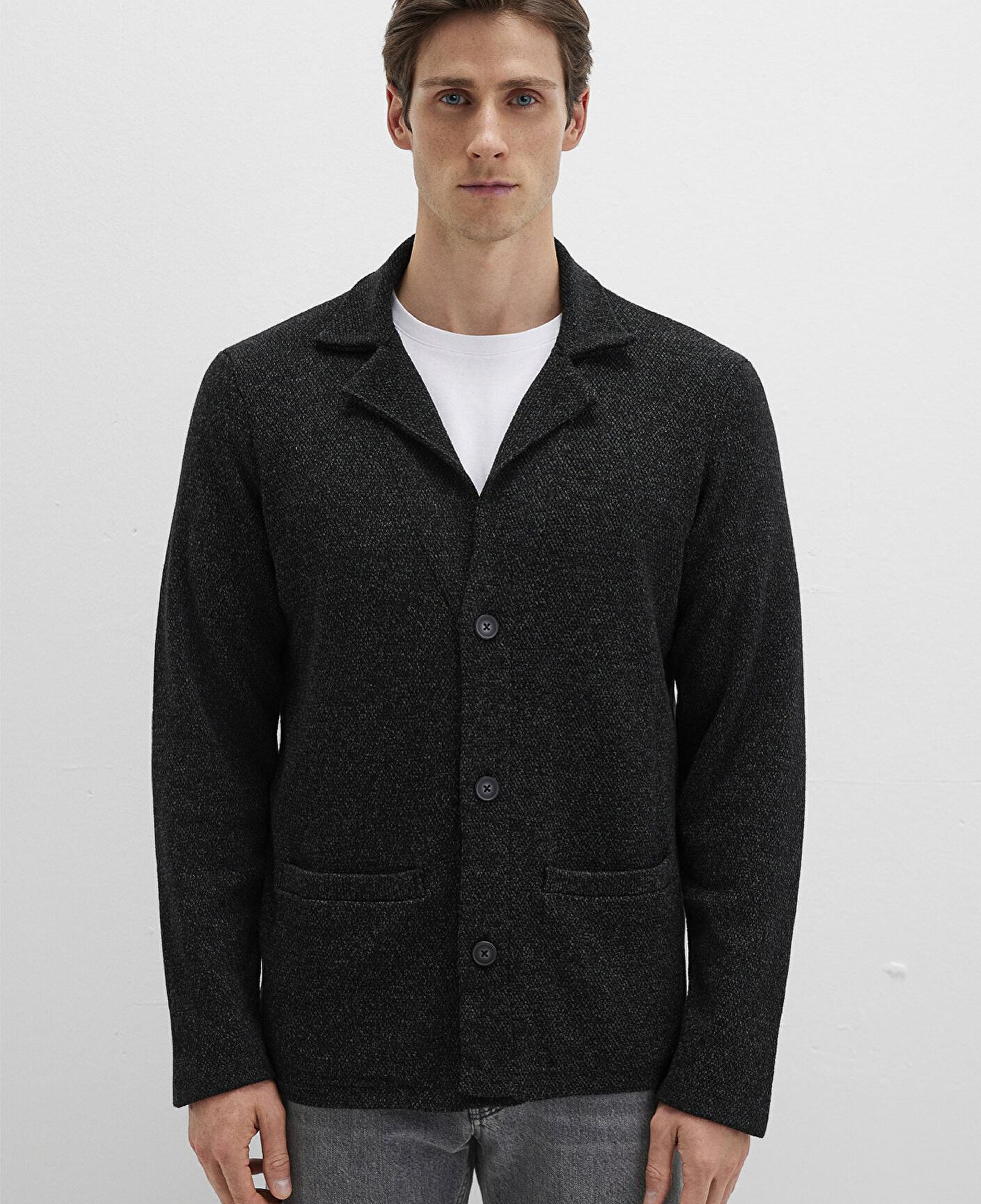 Mavi Blazer Yaka Siyah Triko Hırka 070699-900