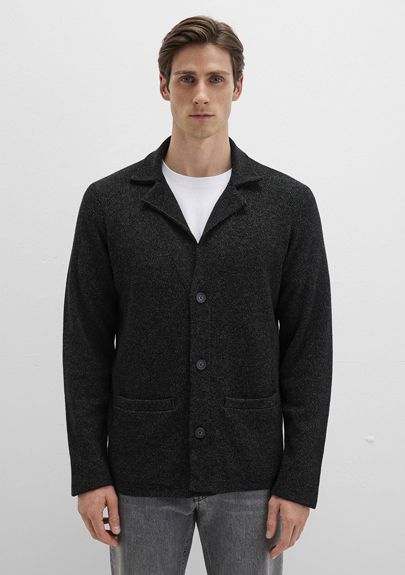 Mavi Blazer Yaka Siyah Triko Hırka 070699-900